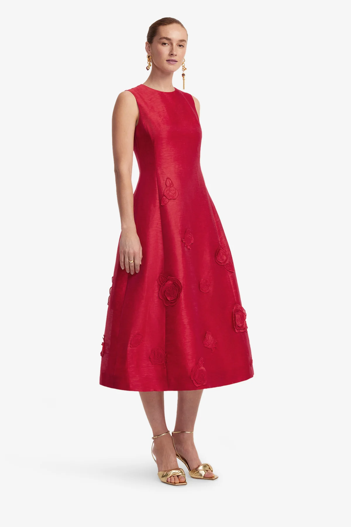 Cleo Appliqué Sleeveless Midi Dress - Scarlet - Image 4