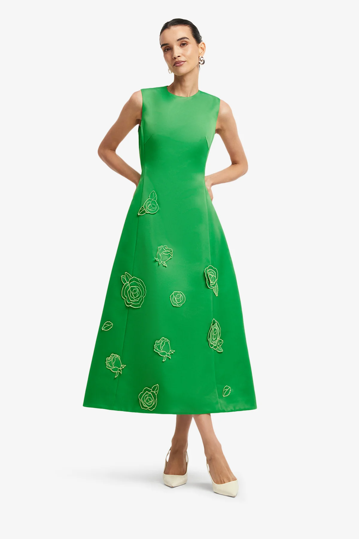 Cleo Appliqué Sleeveless Midi Dress - Verdant - Image 3