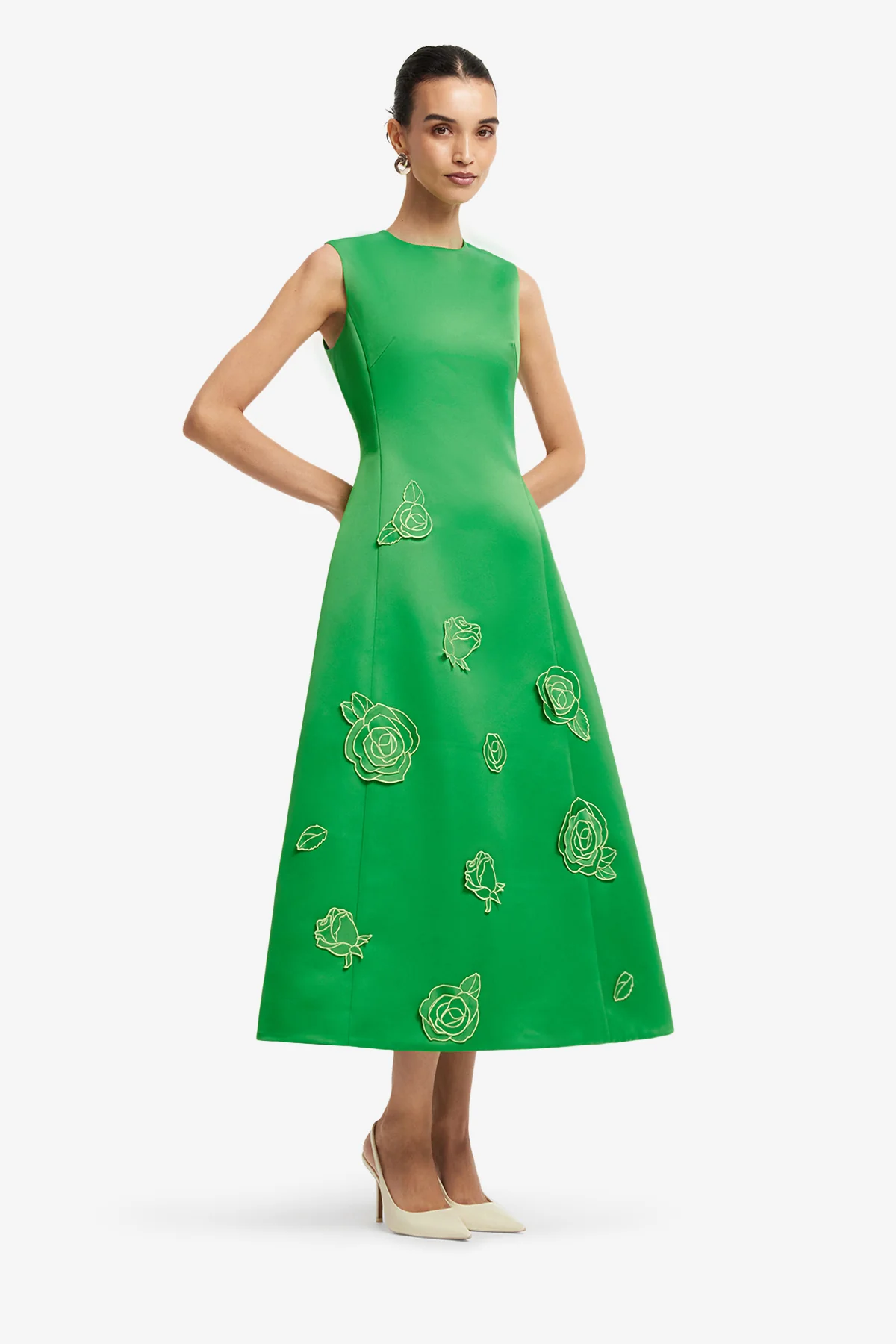 Cleo Appliqué Sleeveless Midi Dress - Verdant - Image 4