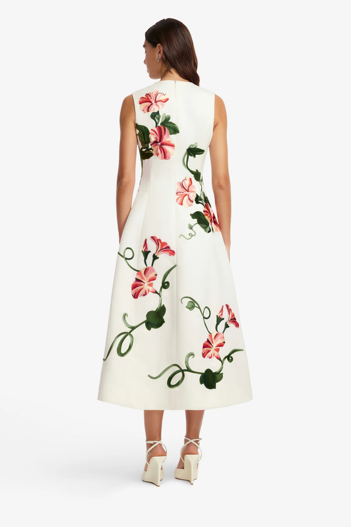Cleo Appliqué Sleeveless Midi Dress - Vine Print in Snow - Image 5