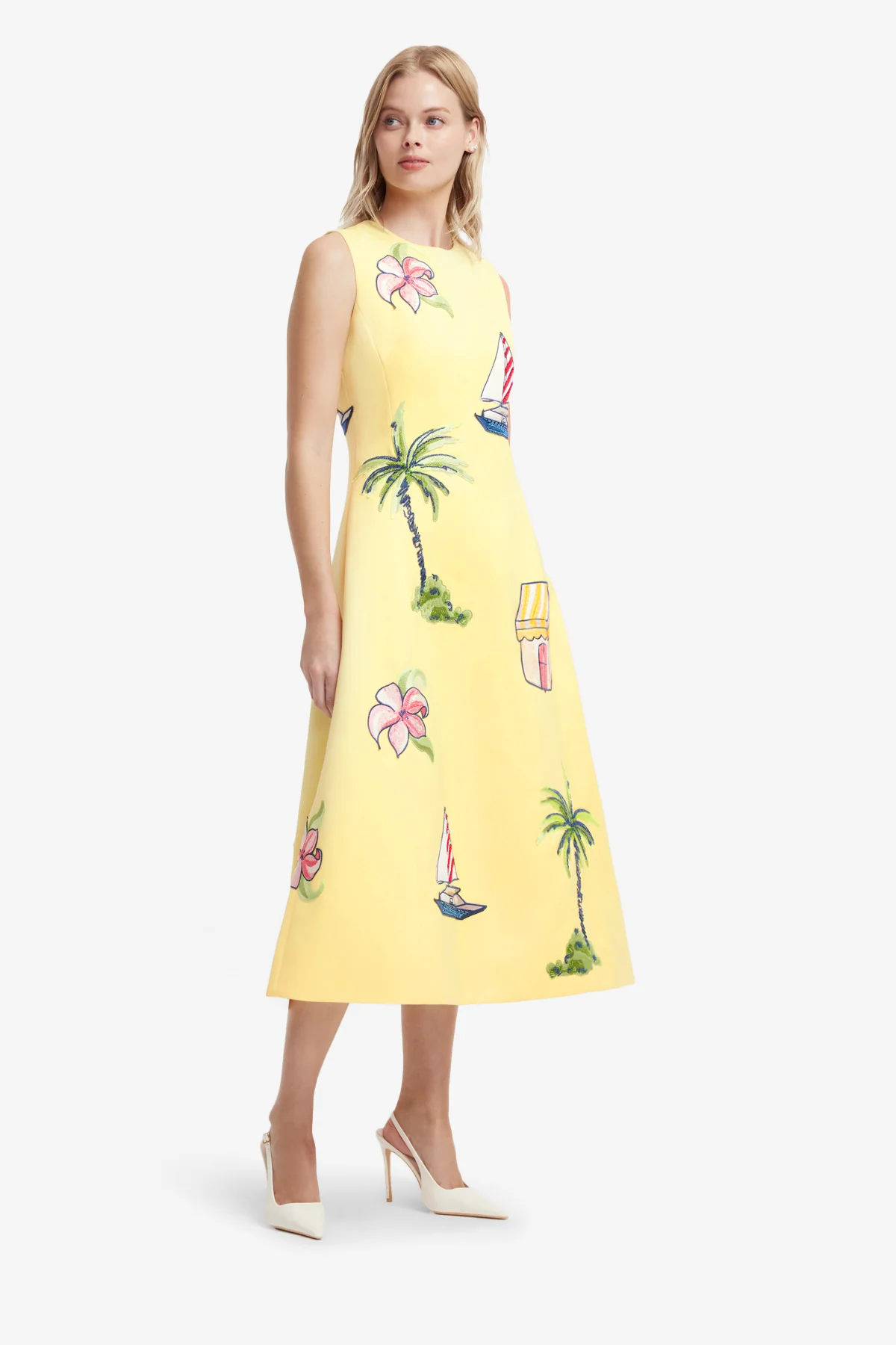 Cleo Embroidered Sleeveless Midi Dress - Havana Print - Image 4