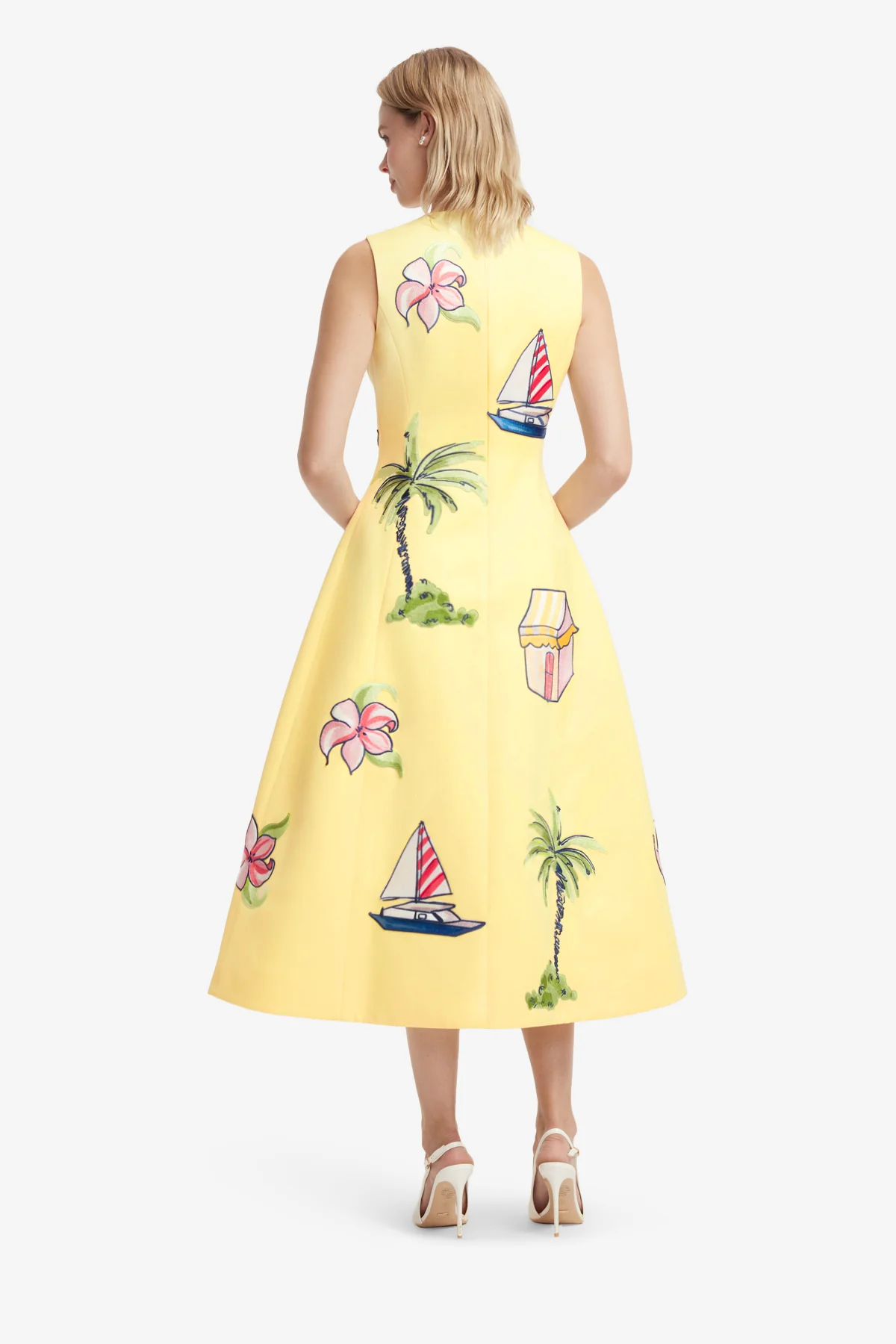 Cleo Embroidered Sleeveless Midi Dress - Havana Print - Image 5