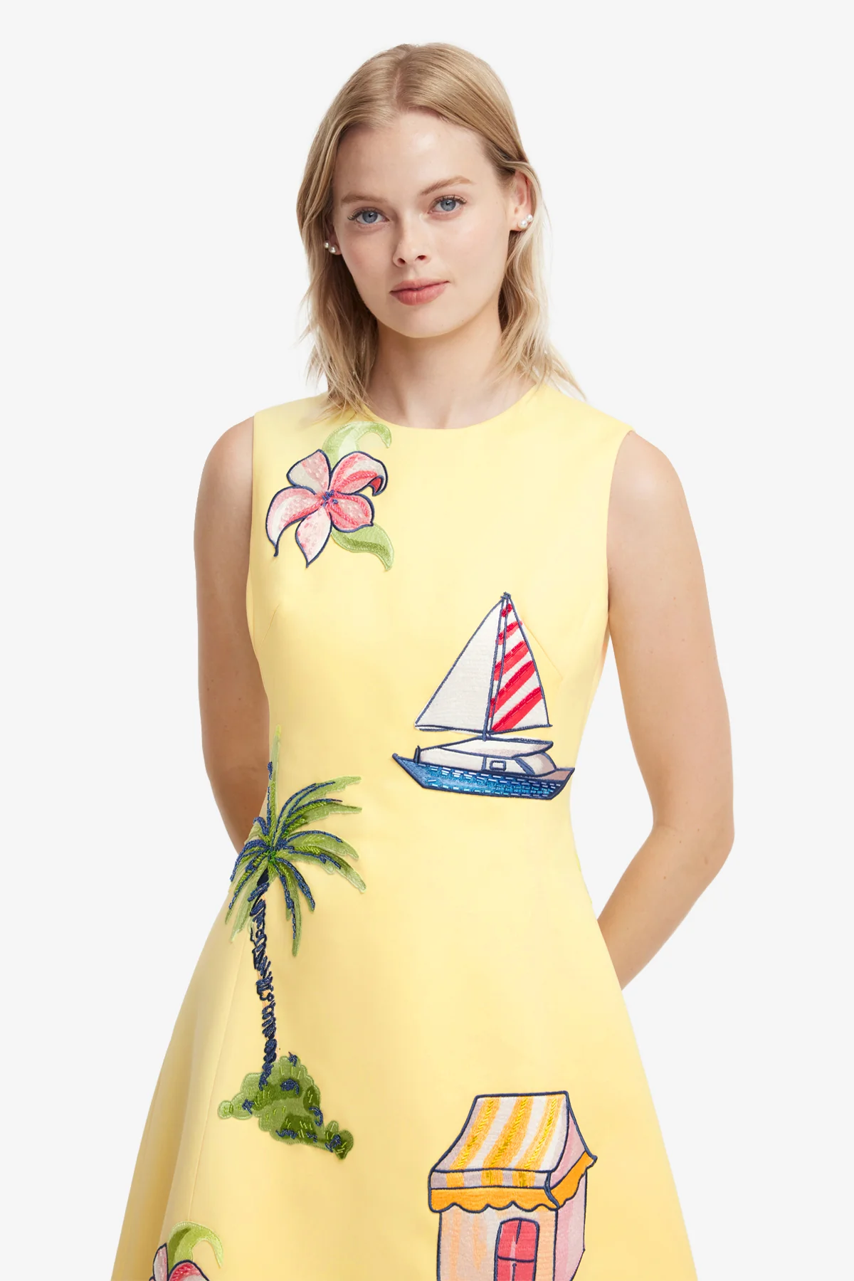 Cleo Embroidered Sleeveless Midi Dress - Havana Print - Image 6