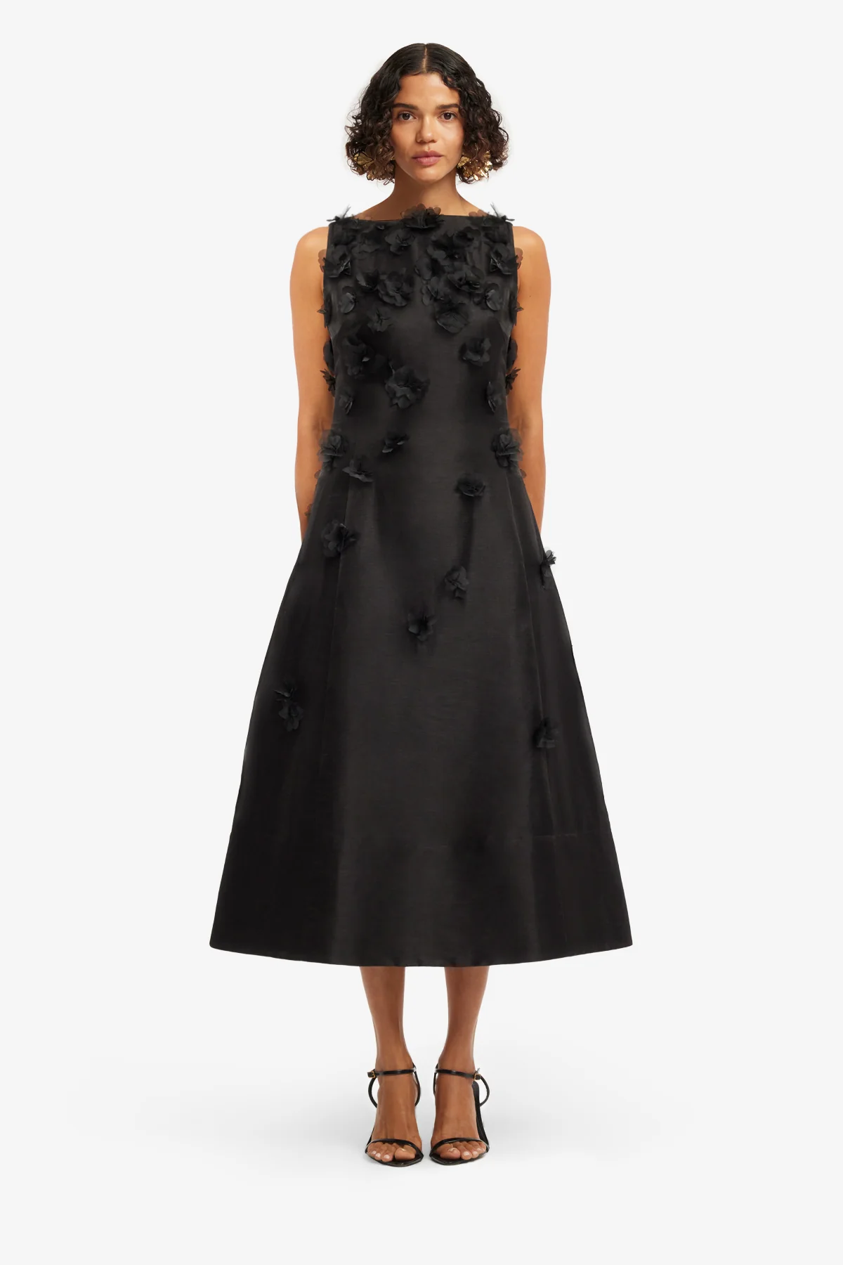 Cleo Petal Sleeveless Midi Dress - Ebony - Image 2