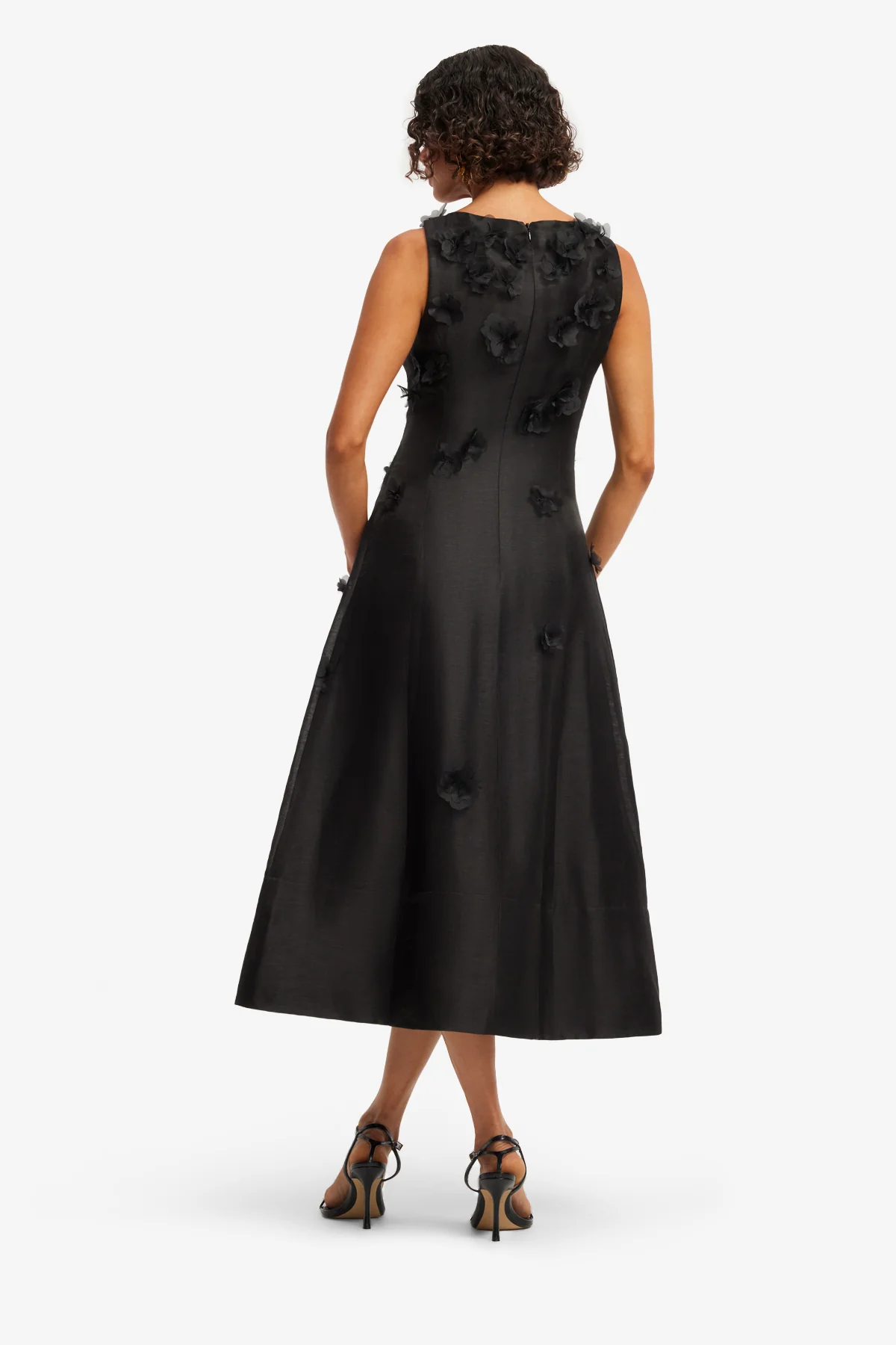 Cleo Petal Sleeveless Midi Dress - Ebony - Image 5