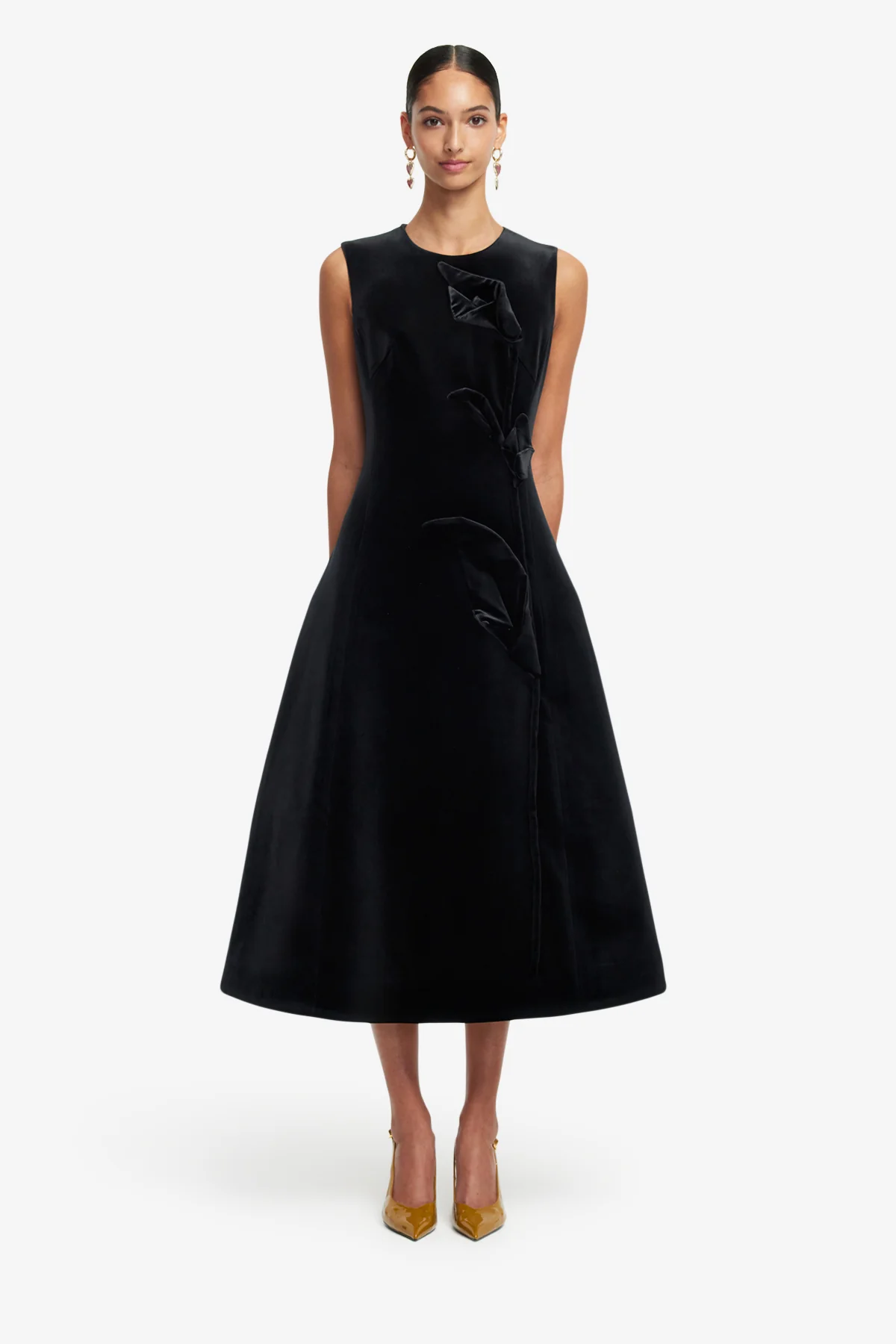 Cleo Velvet Sleeveless Midi Dress - Ebony - Image 2