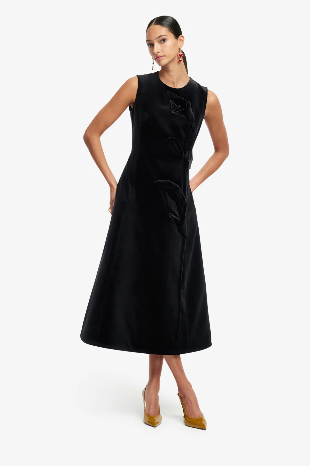 Cleo Velvet Sleeveless Midi Dress - Ebony - Image 3