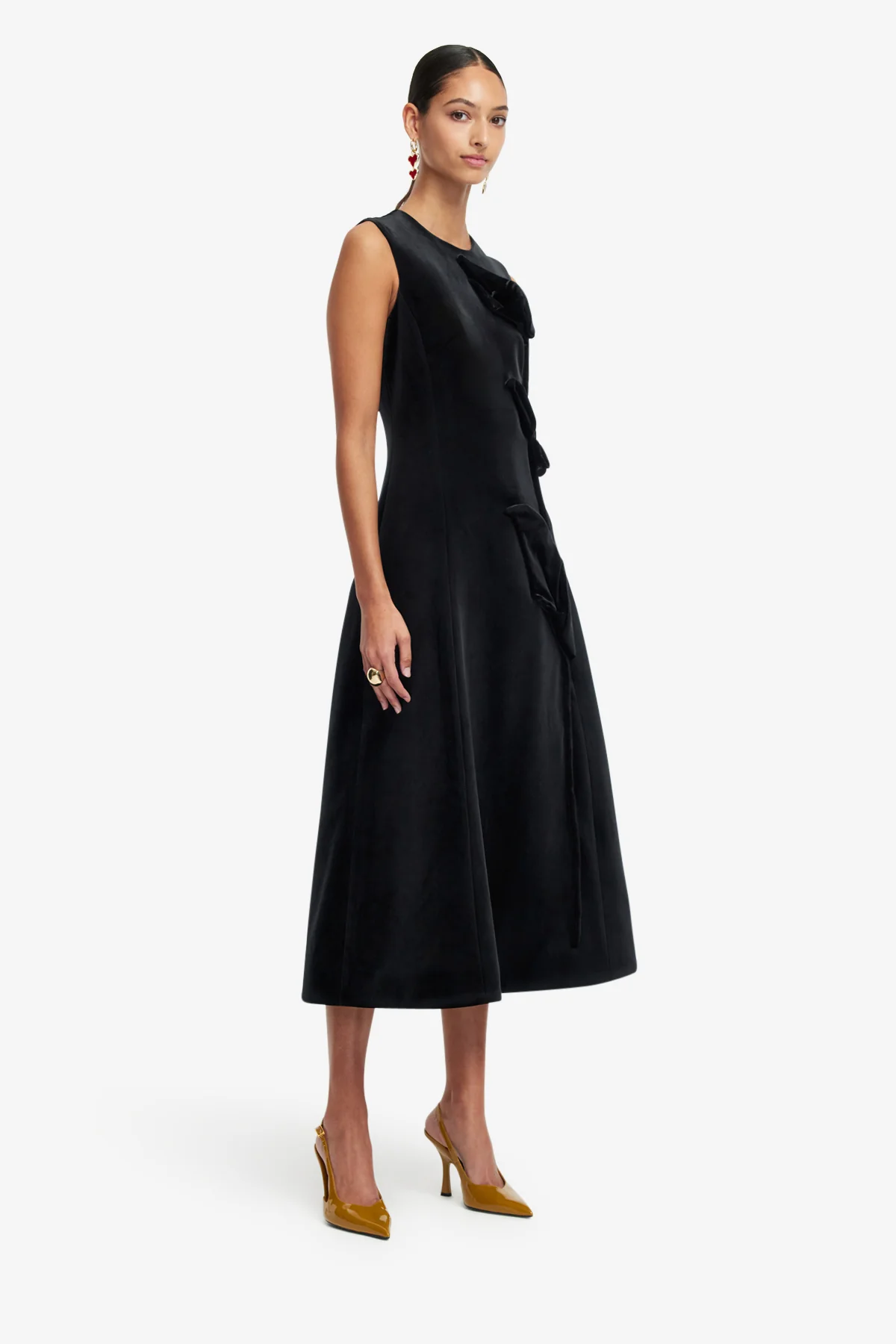 Cleo Velvet Sleeveless Midi Dress - Ebony - Image 4