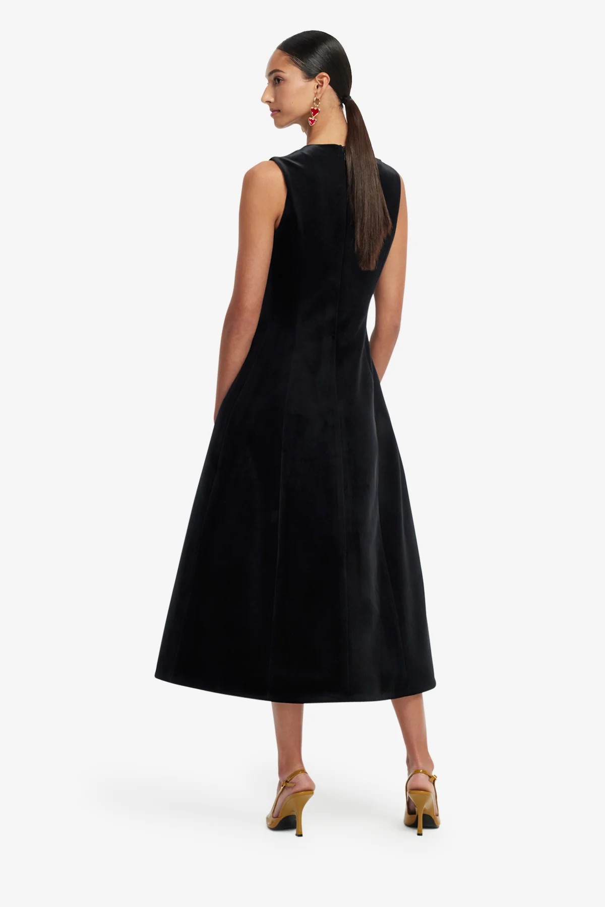 Cleo Velvet Sleeveless Midi Dress - Ebony - Image 5