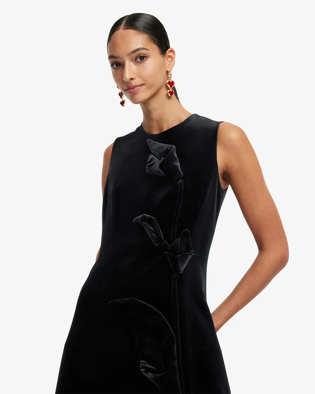 Cleo Velvet Sleeveless Midi Dress - Ebony - Image 6