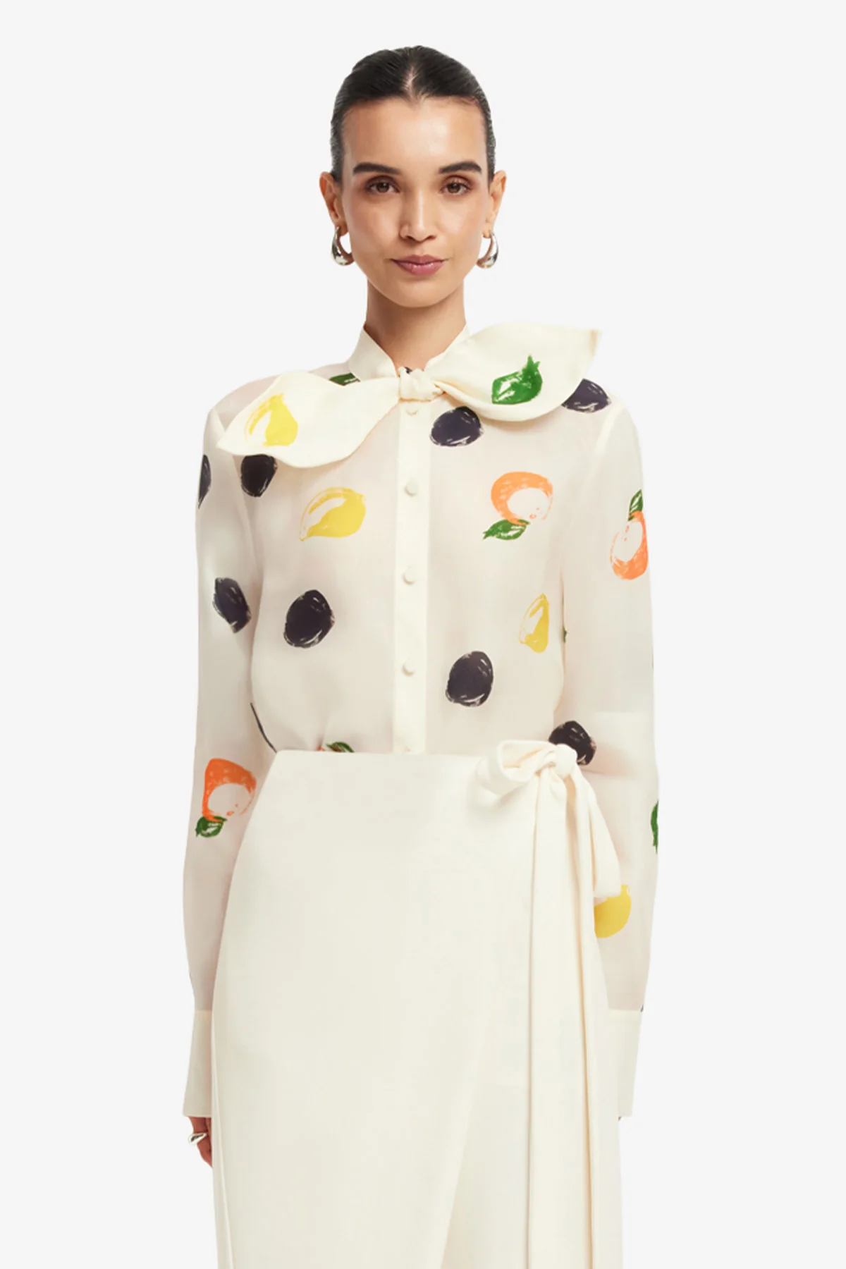Cora Bow Blouse - Citrus Spots - Image 2