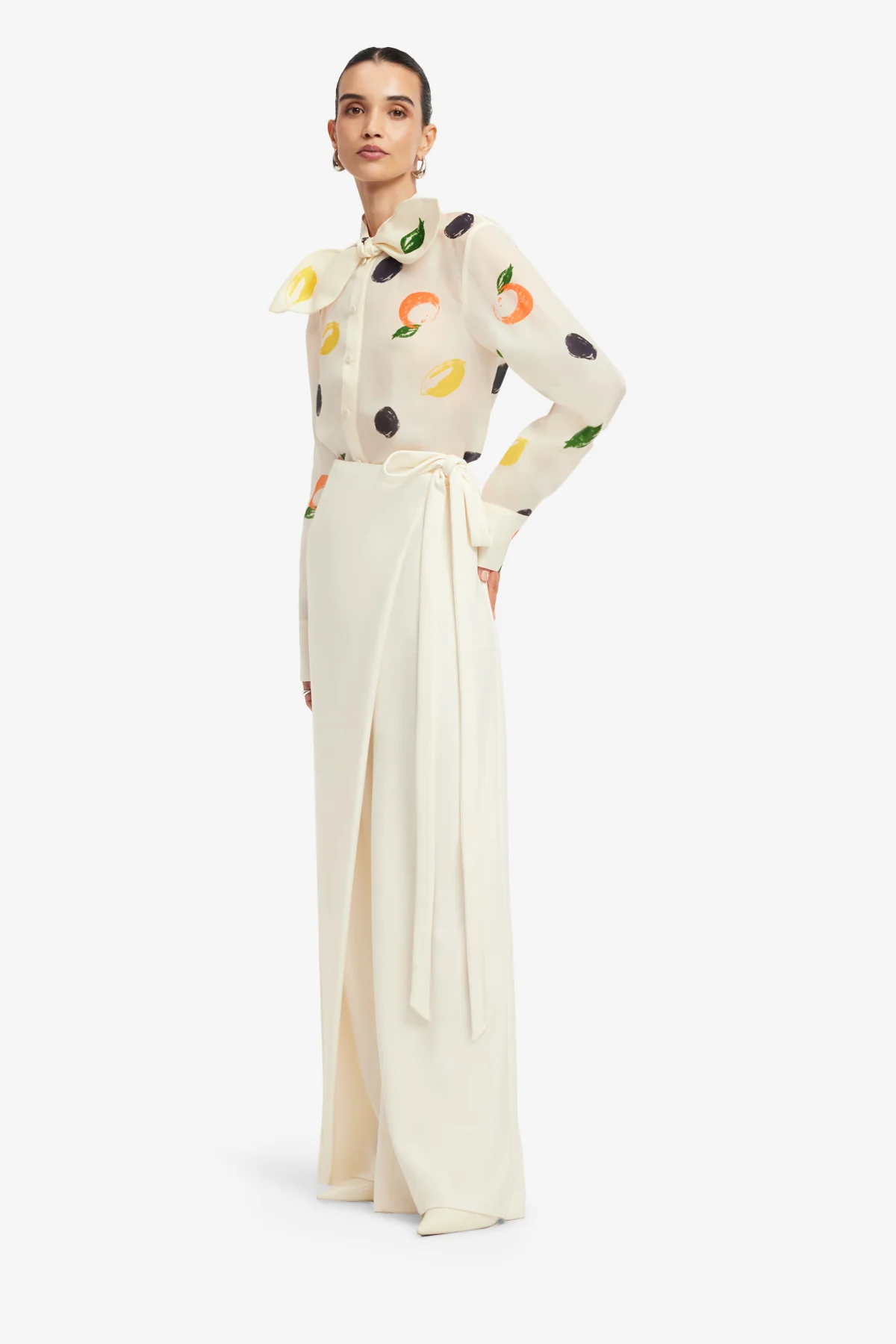 Cora Bow Blouse - Citrus Spots - Image 4