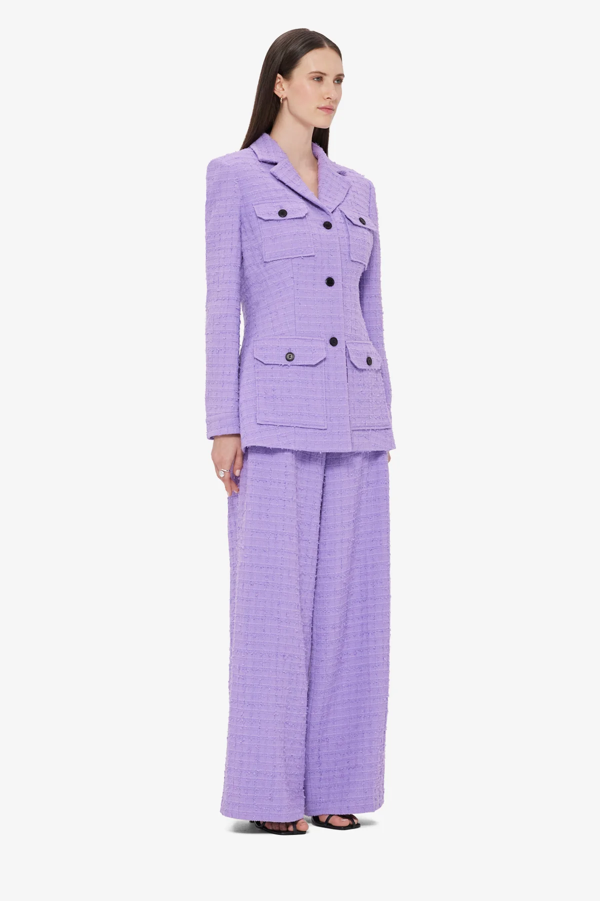 Edith Tweed Pocket Blazer - Violet - Image 4
