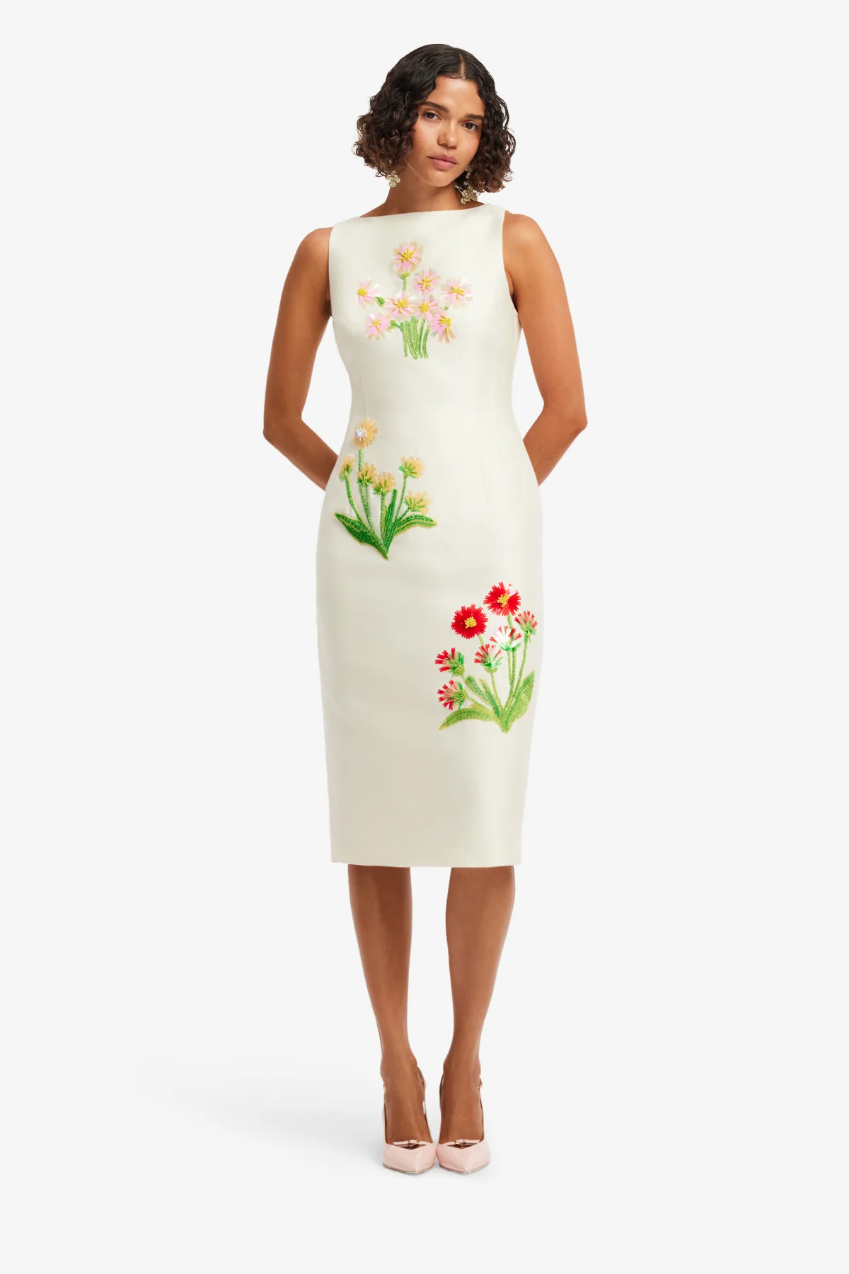 Eleanor Embellished Wool Midi Dress - Wildflower - Image 3