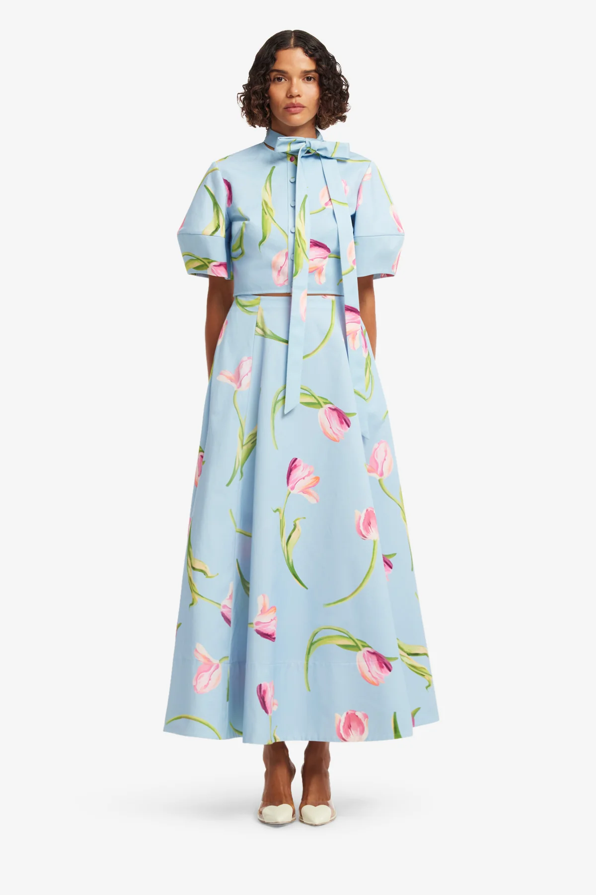 Elina Maxi Skirt - Tulip Print in Blue - Image 2