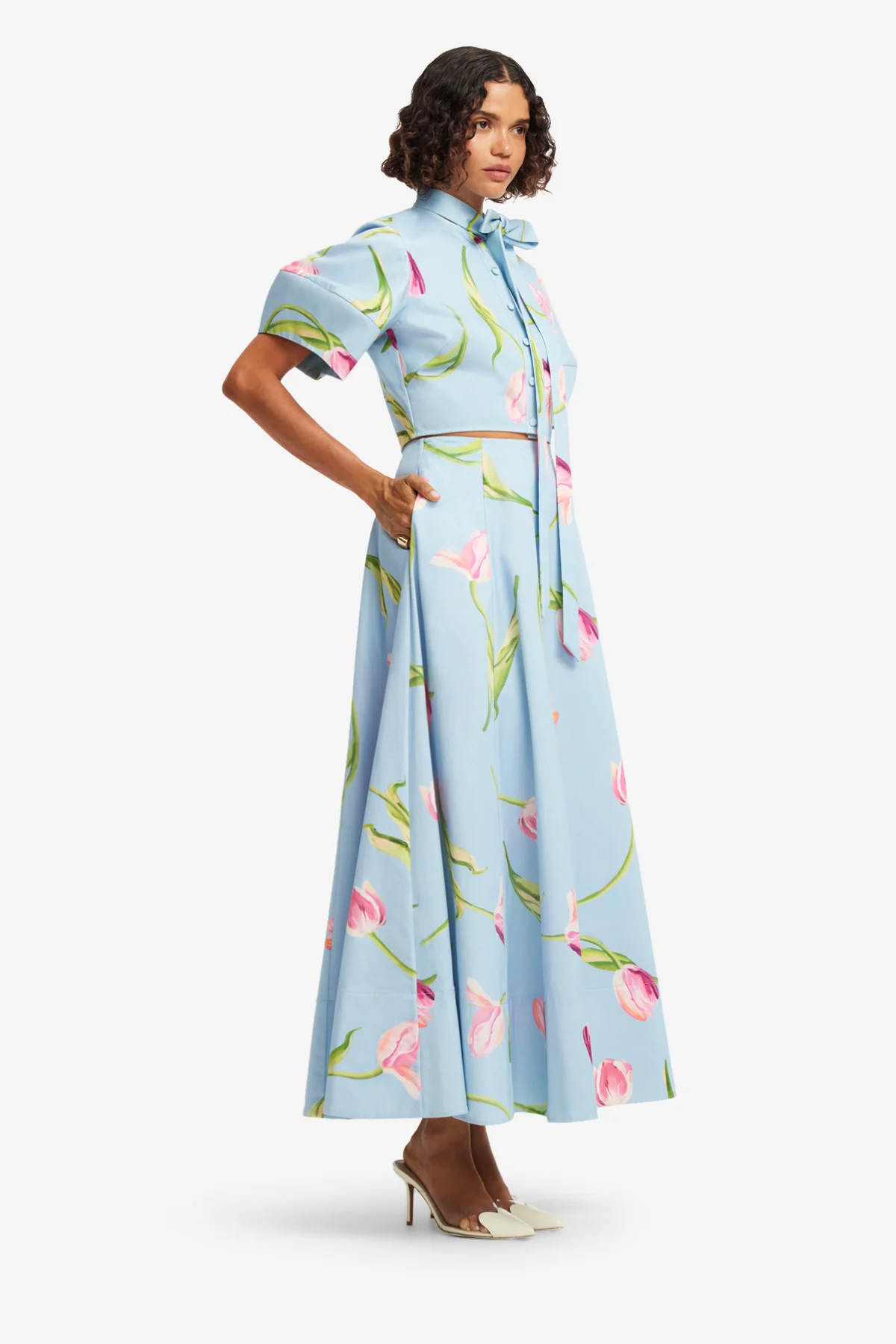 Elina Maxi Skirt - Tulip Print in Blue - Image 4