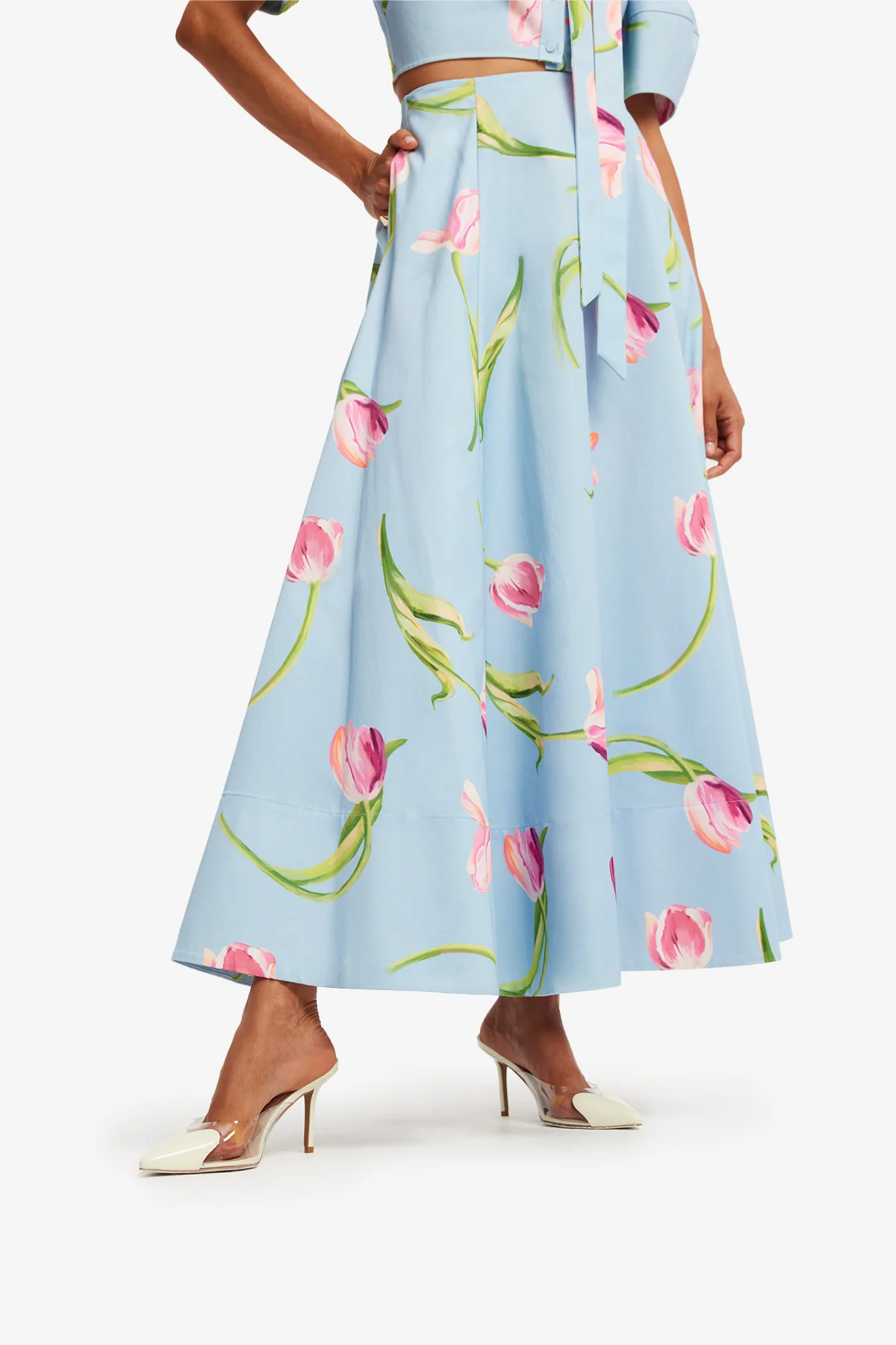 Elina Maxi Skirt - Tulip Print in Blue - Image 6