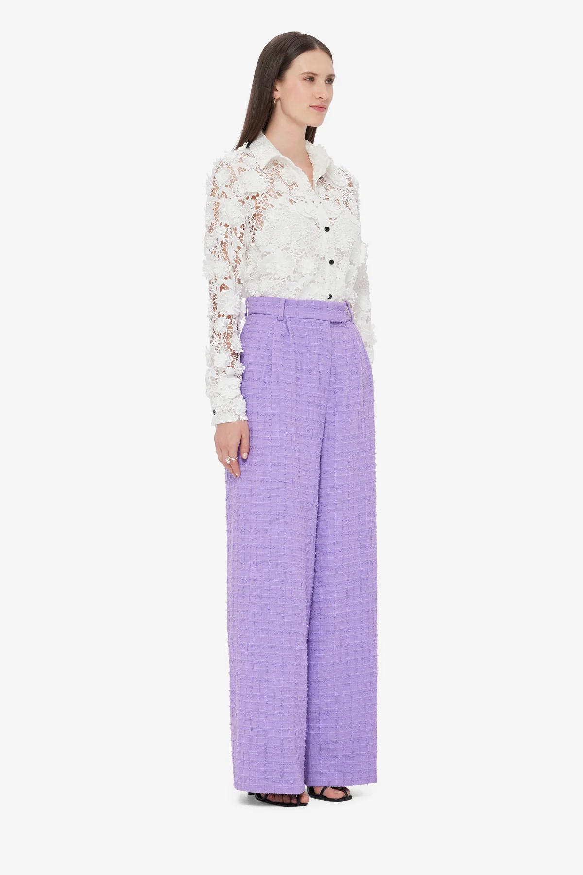 Elisha Tweed Wide Leg Pants - Violet - Image 4