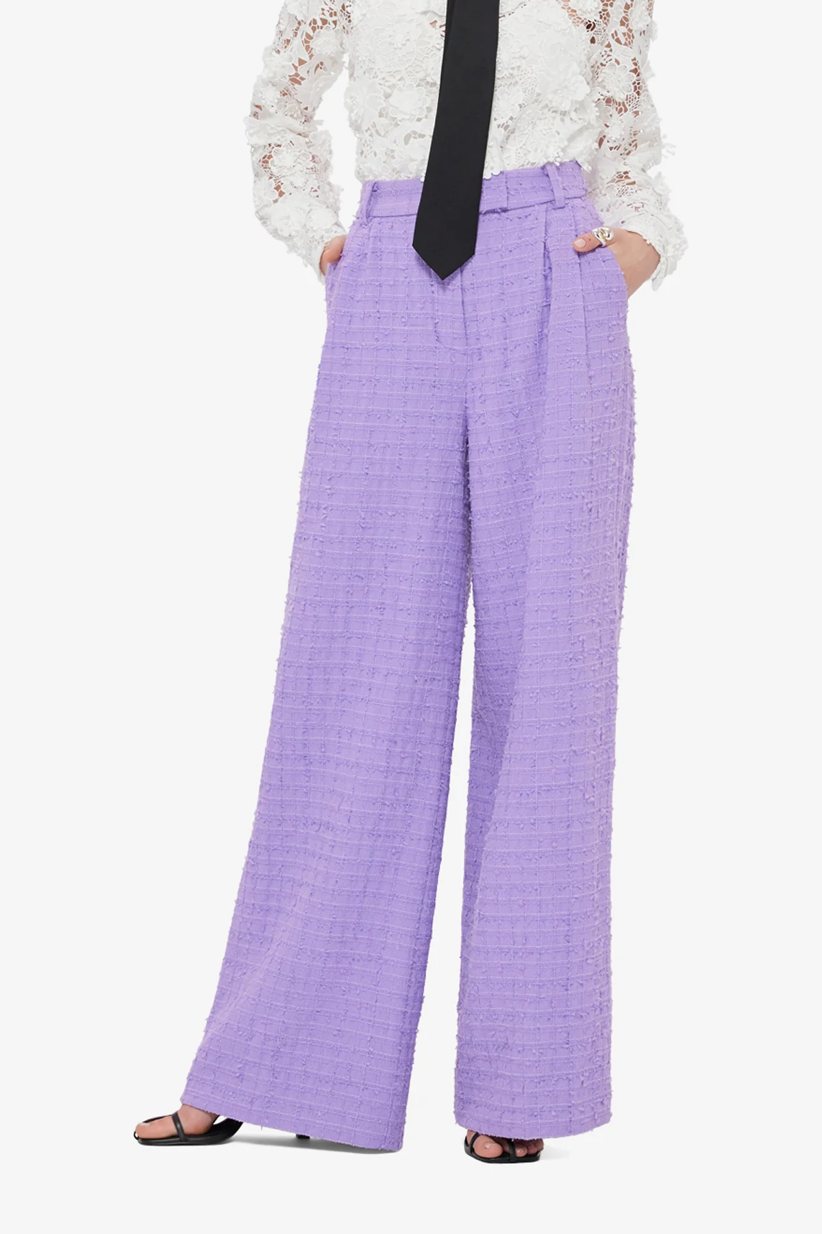 Elisha Tweed Wide Leg Pants - Violet - Image 6