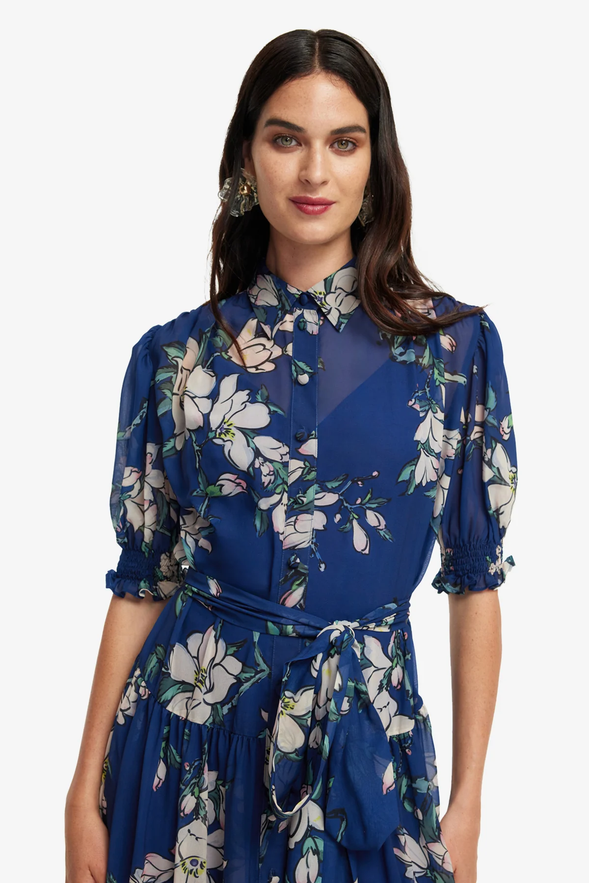 Ellie Bishop Sleeve Midi Dress - Midnight Magnolia Print - Image 6