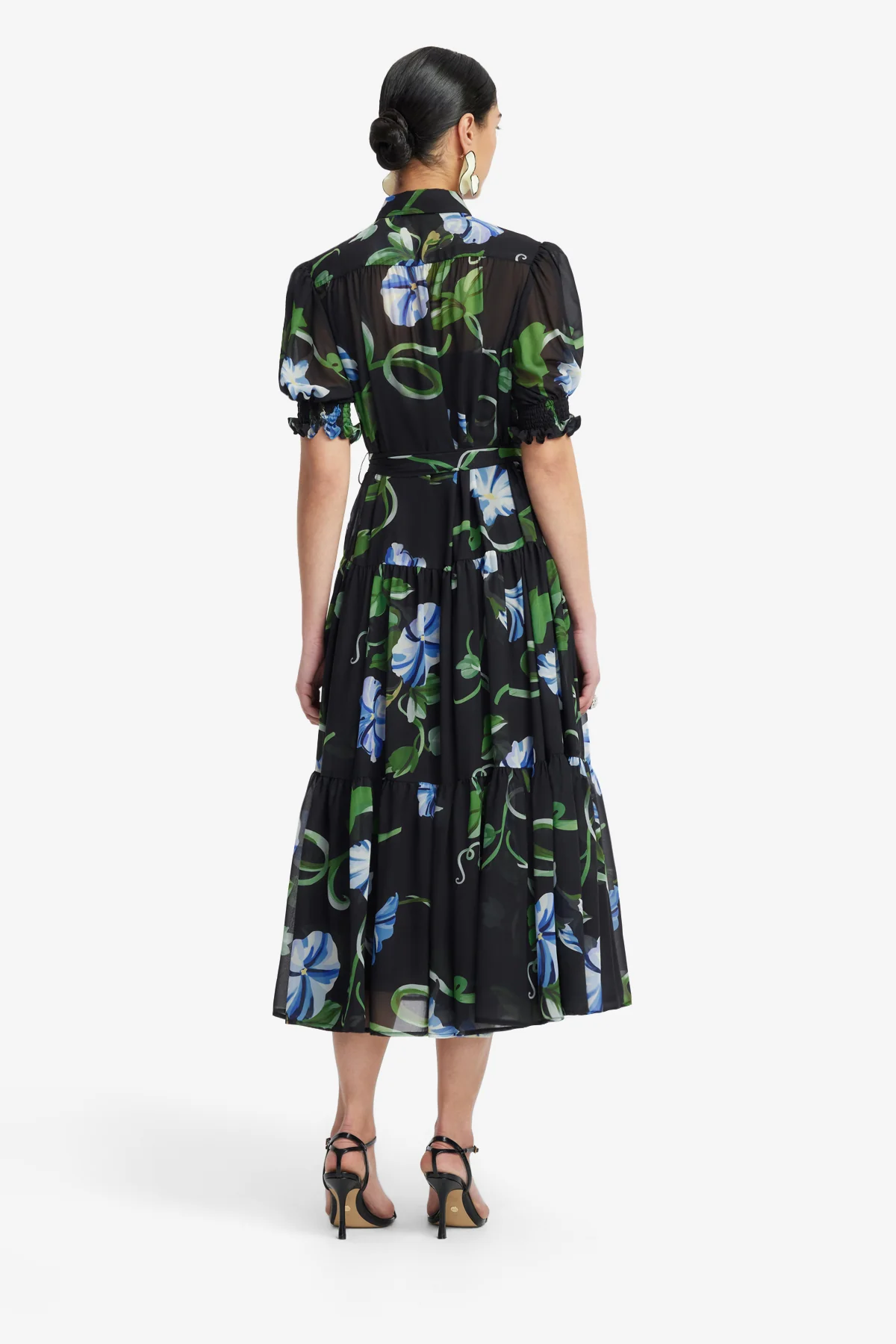 Ellie Bishop Sleeve Midi Dress - Vine Print in Ebony - Image 5