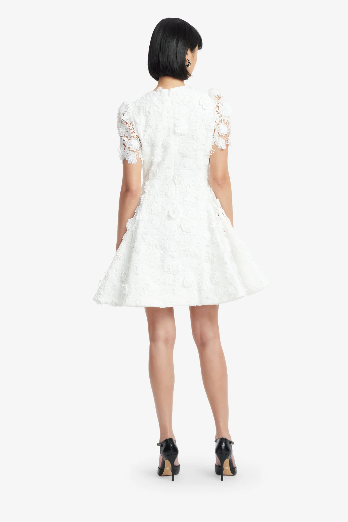 Elyse Lace Short Sleeve Mini Dress - Snow - Image 5
