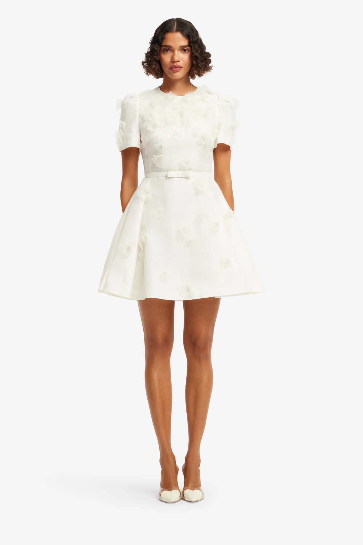 Elyse Petal Short Sleeve Mini Dress - Snow - Image 2