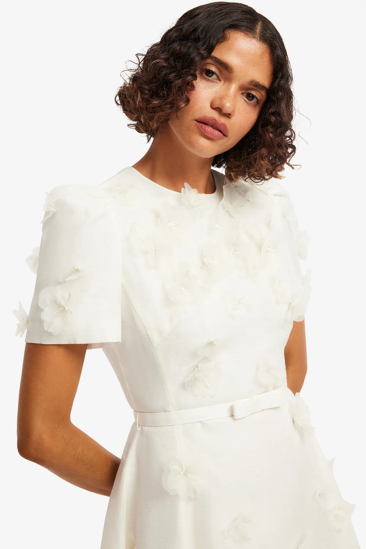 Elyse Petal Short Sleeve Mini Dress - Snow - Image 6