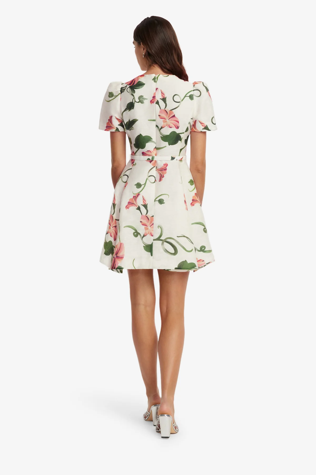 Elyse Short Sleeve Mini Dress - Vine Print in Snow - Image 5