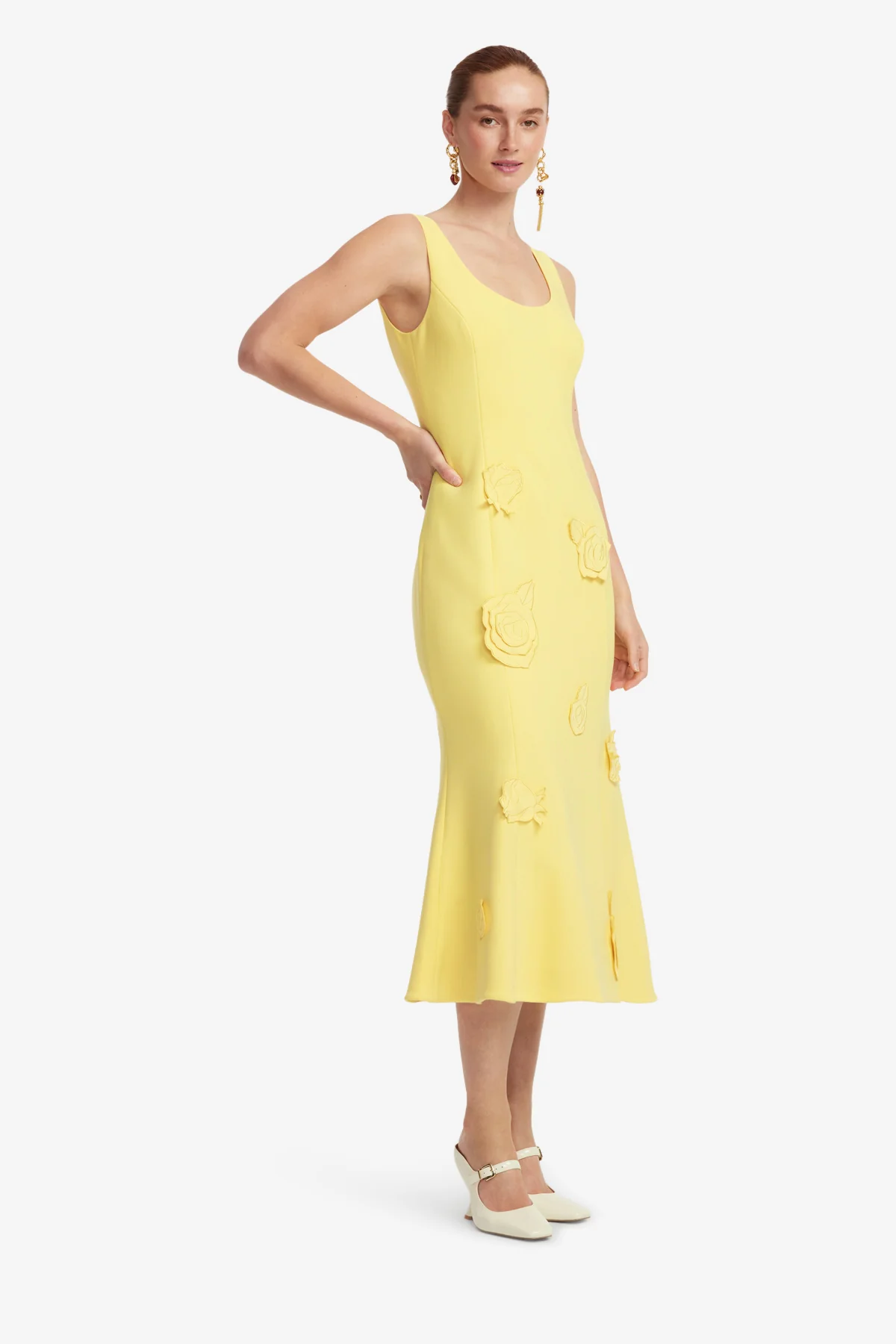 Emily Appliqué Midi Dress - Limoncello - Image 3