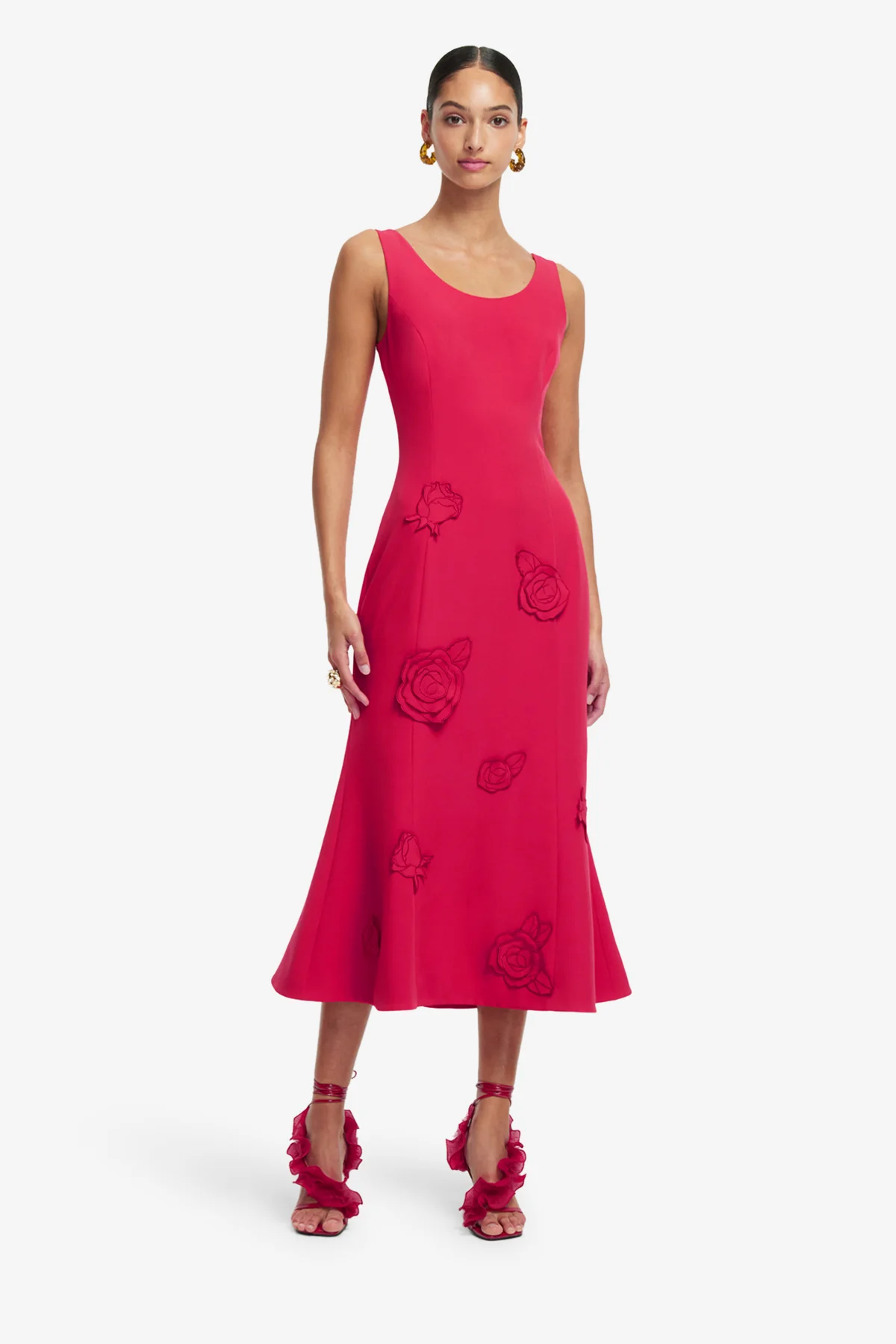 Emily Appliqué Midi Dress - Scarlet - Image 3