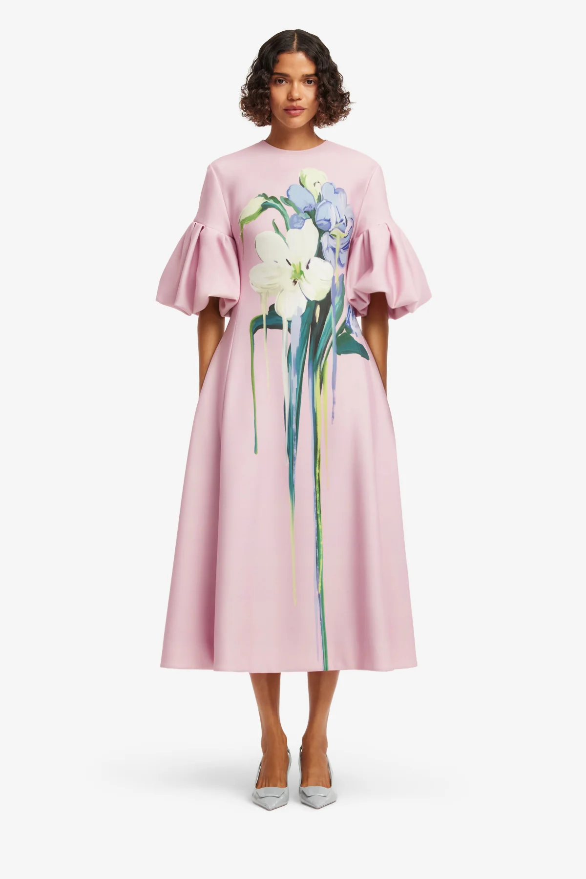 Everly Midi Dress - Bouquet Print in Pastel Pink - Image 2
