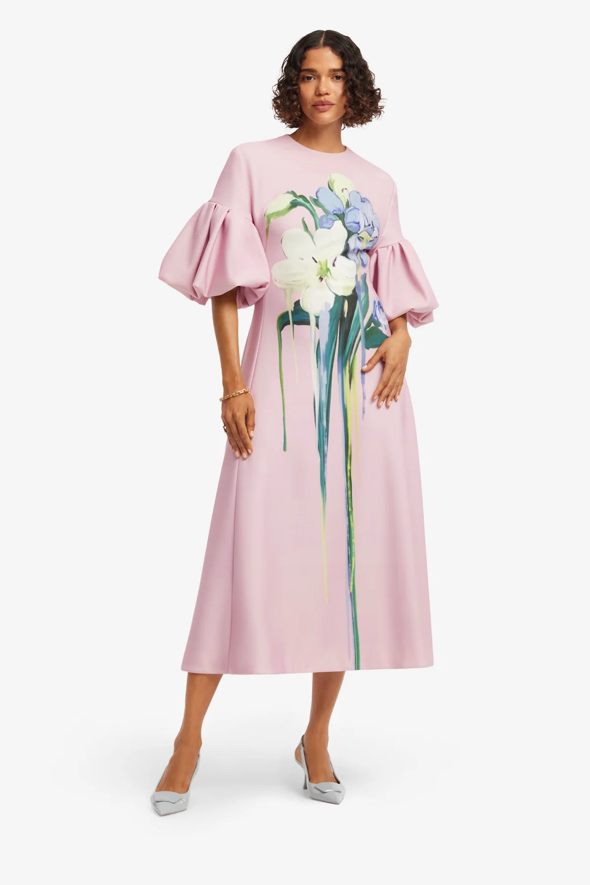 Everly Midi Dress - Bouquet Print in Pastel Pink - Image 3
