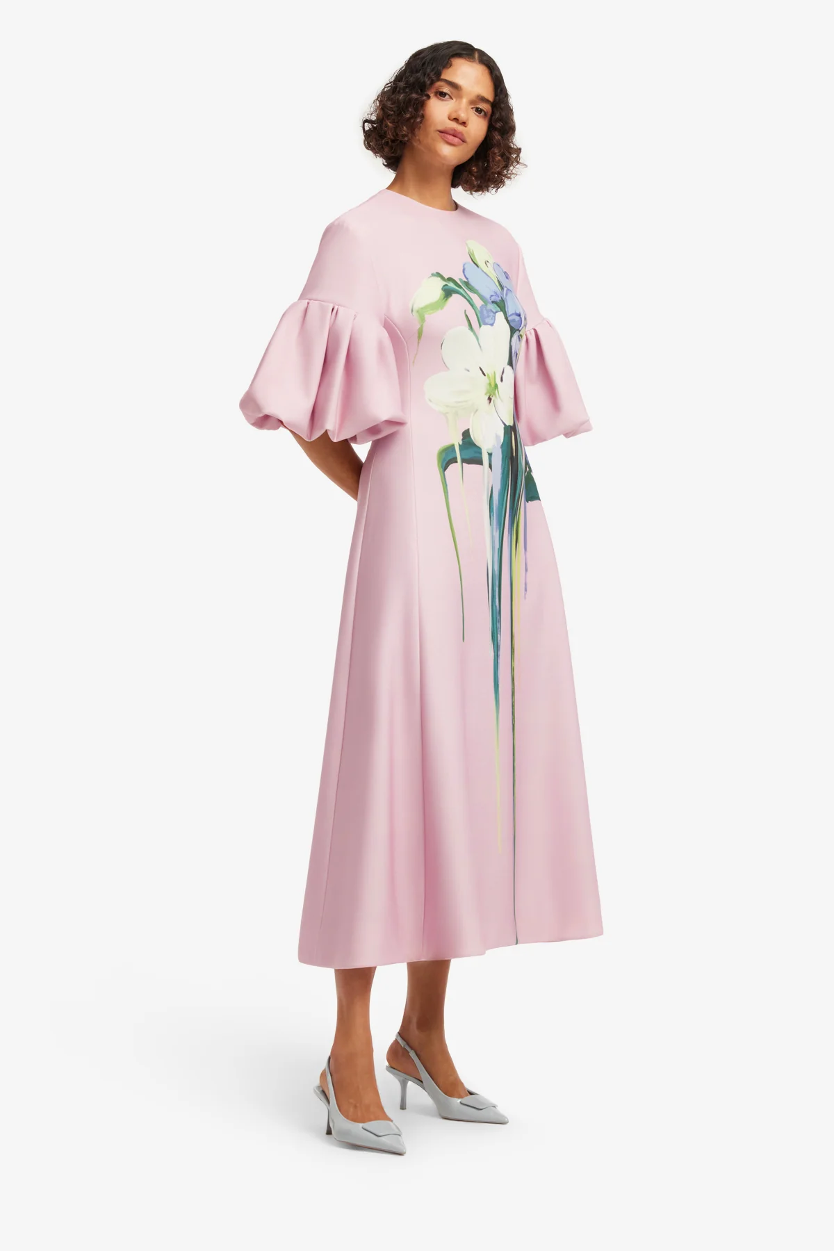 Everly Midi Dress - Bouquet Print in Pastel Pink - Image 4