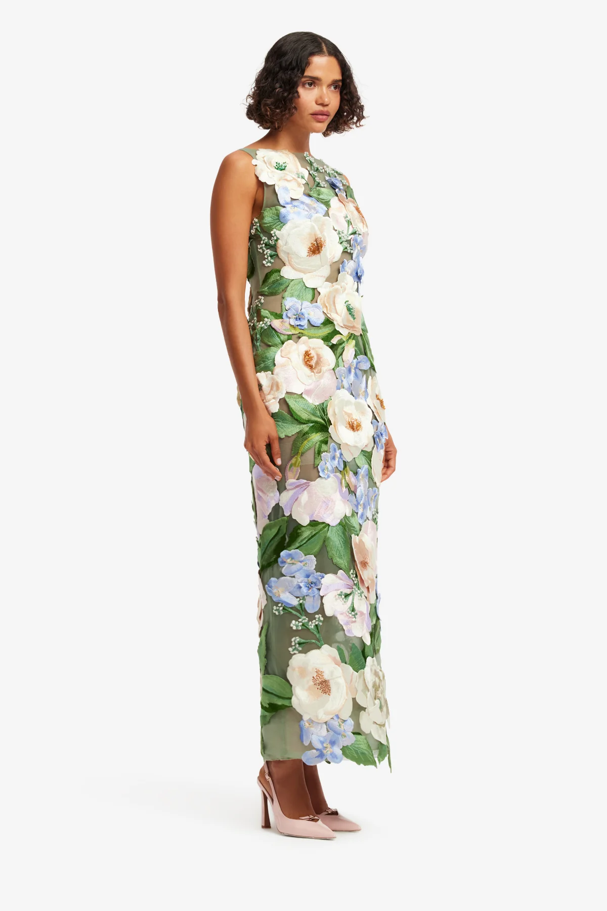 Fleur Floral Hand-Embroidered Backless Maxi Dress - Blossom - Image 4