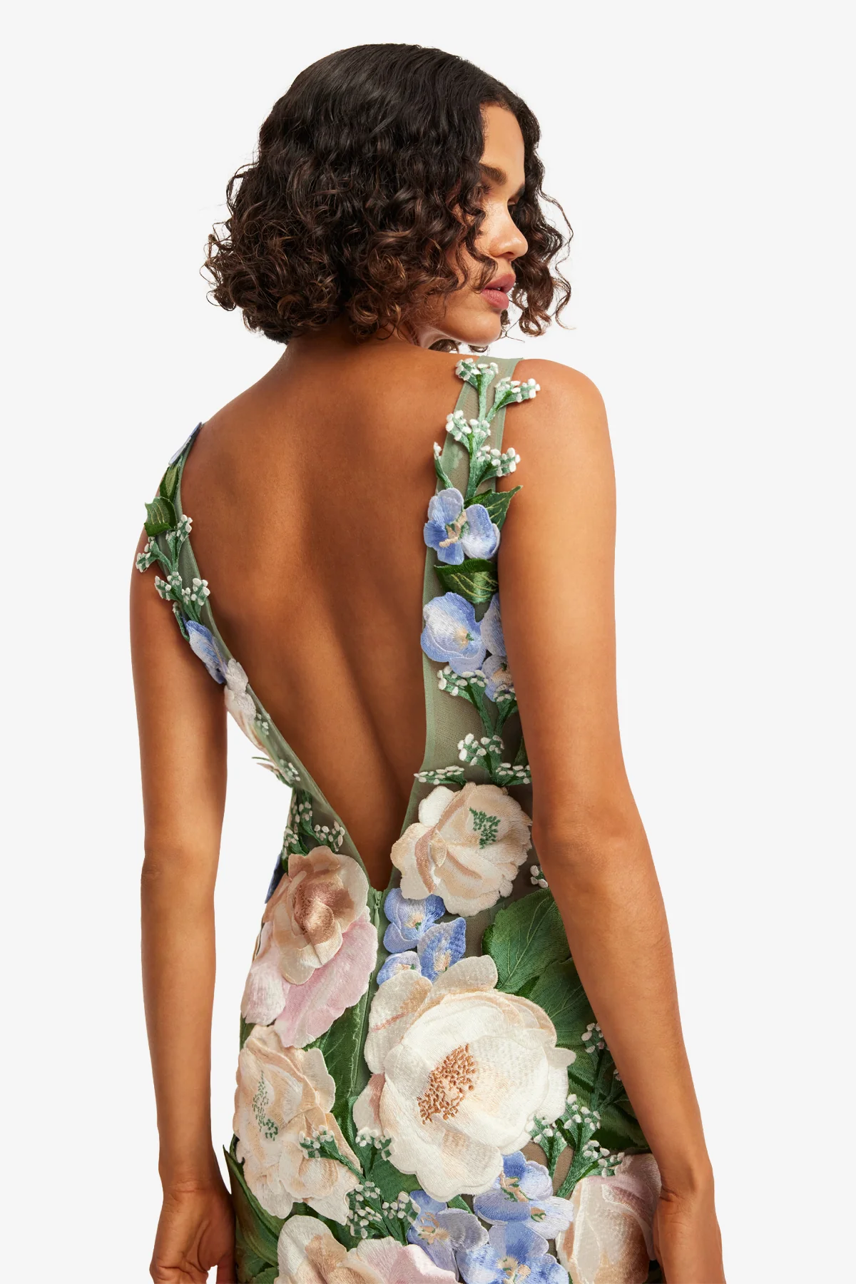Fleur Floral Hand-Embroidered Backless Maxi Dress - Blossom - Image 6