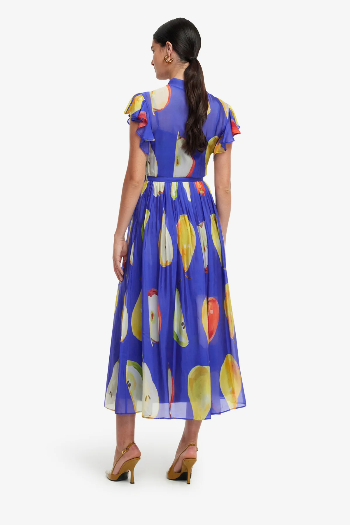 Grace Flutter Sleeve Midi Dress - Pear Print - Image 5