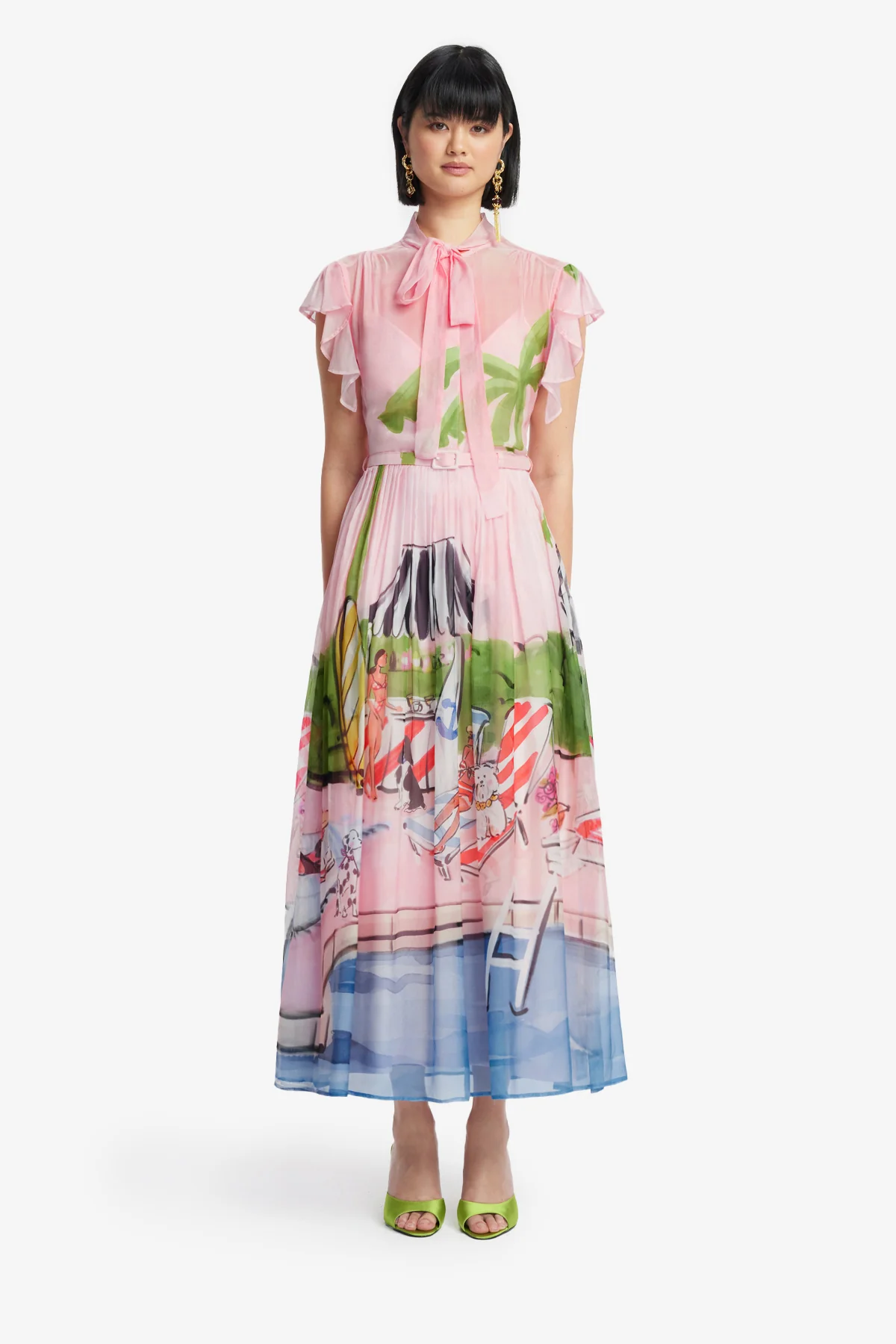 Grace Flutter Sleeve Midi Dress - Riviera Print - Image 2
