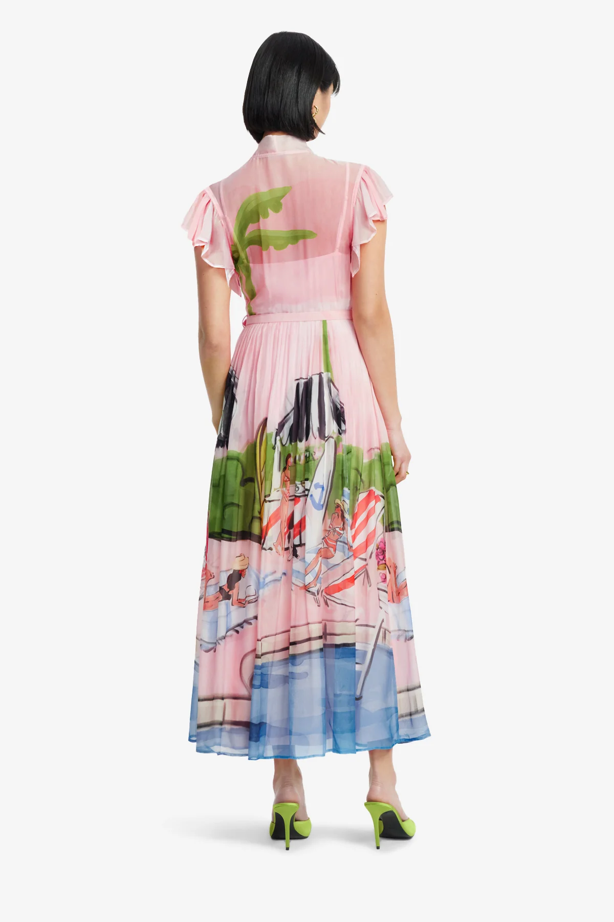 Grace Flutter Sleeve Midi Dress - Riviera Print - Image 4