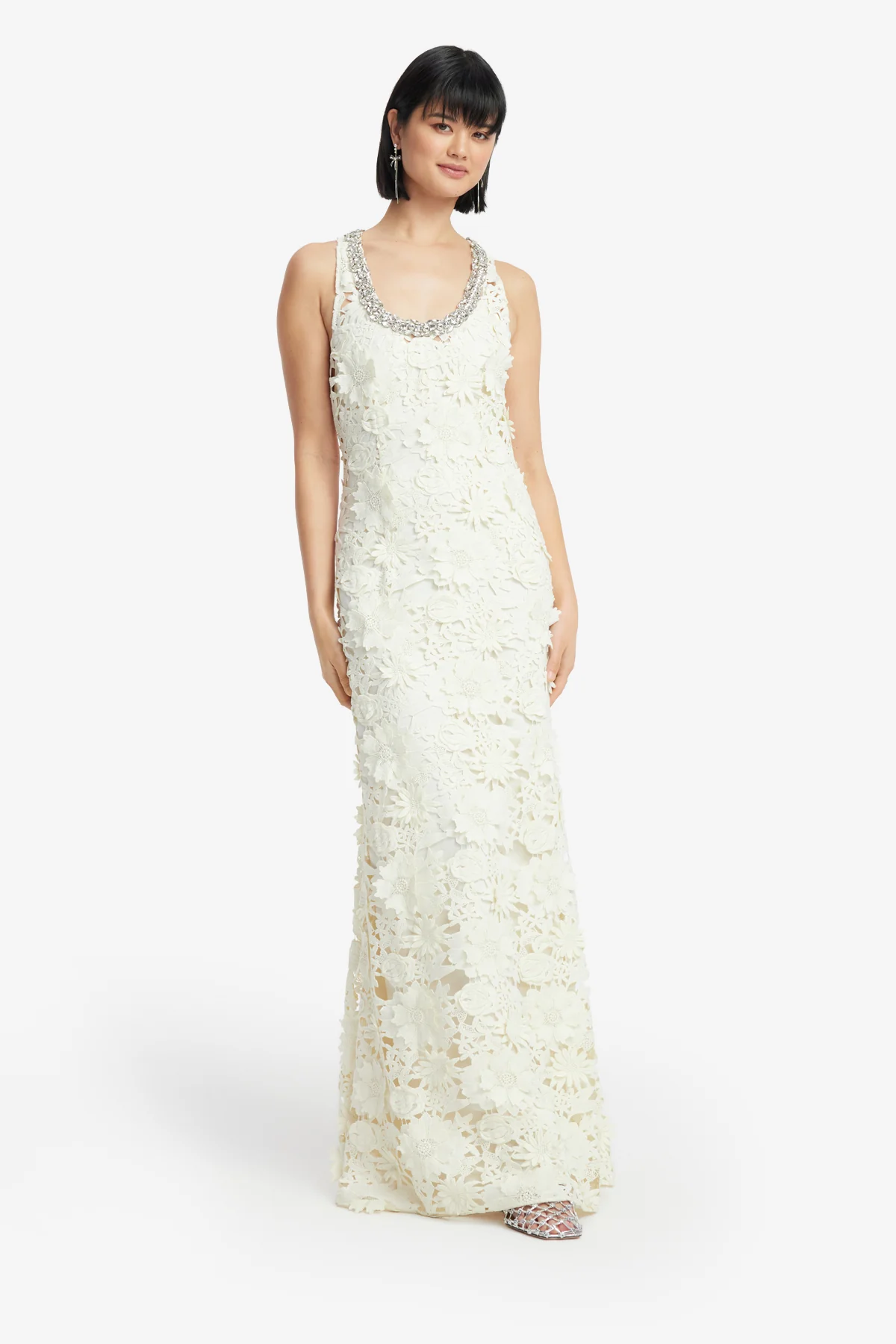 Helena Embellished Lace Maxi Dress - Snow - Image 3