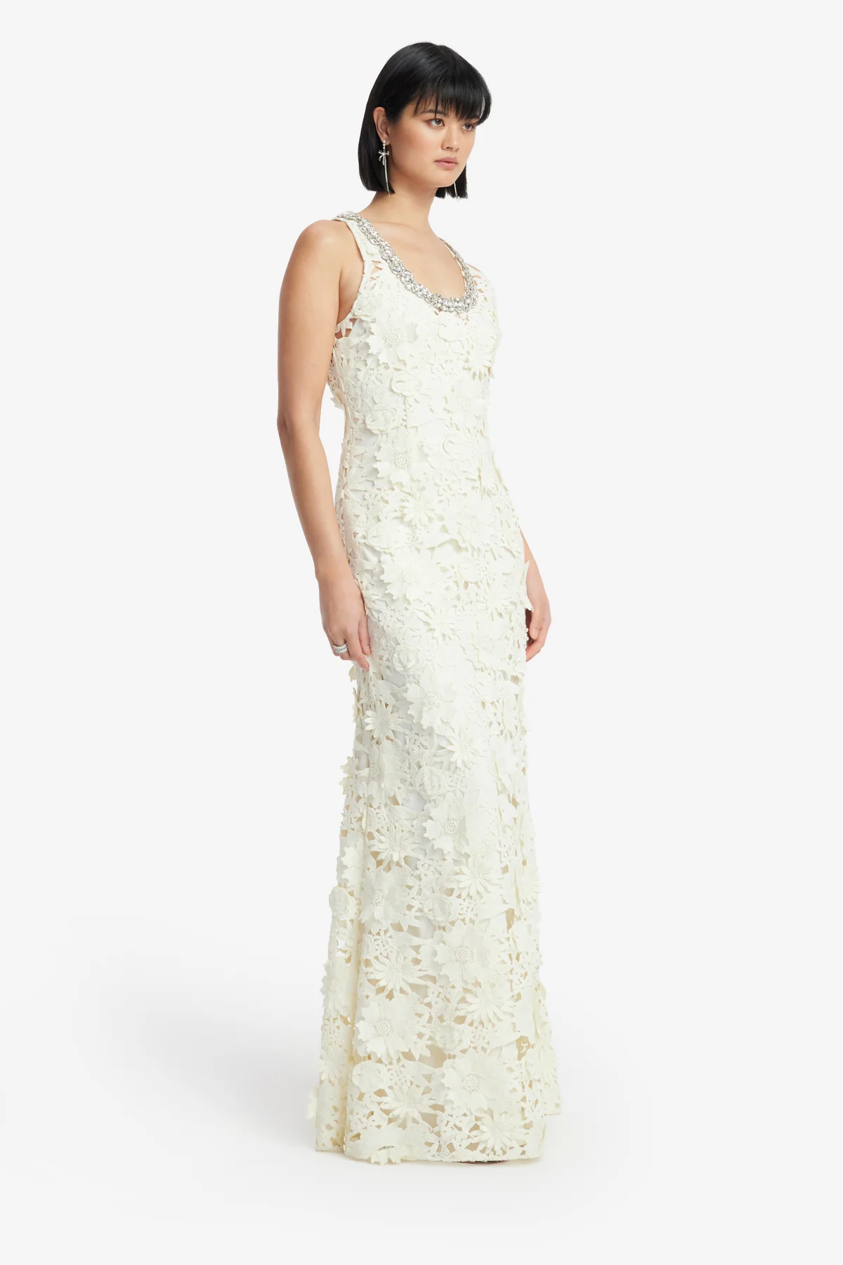 Helena Embellished Lace Maxi Dress - Snow - Image 4