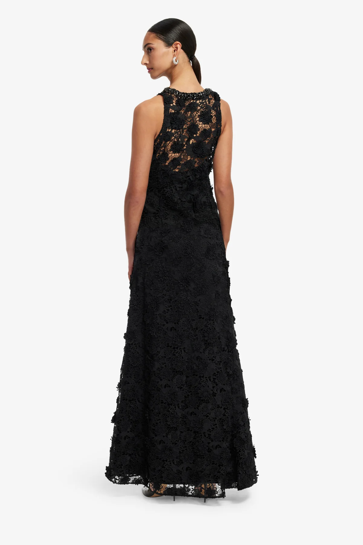 Helena Lace Embellished Maxi Dress - Ebony - Image 5