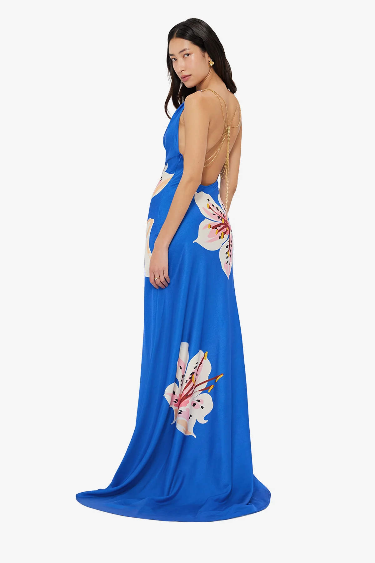 Imogen Gown - Lily Print in Cobalt - Image 3