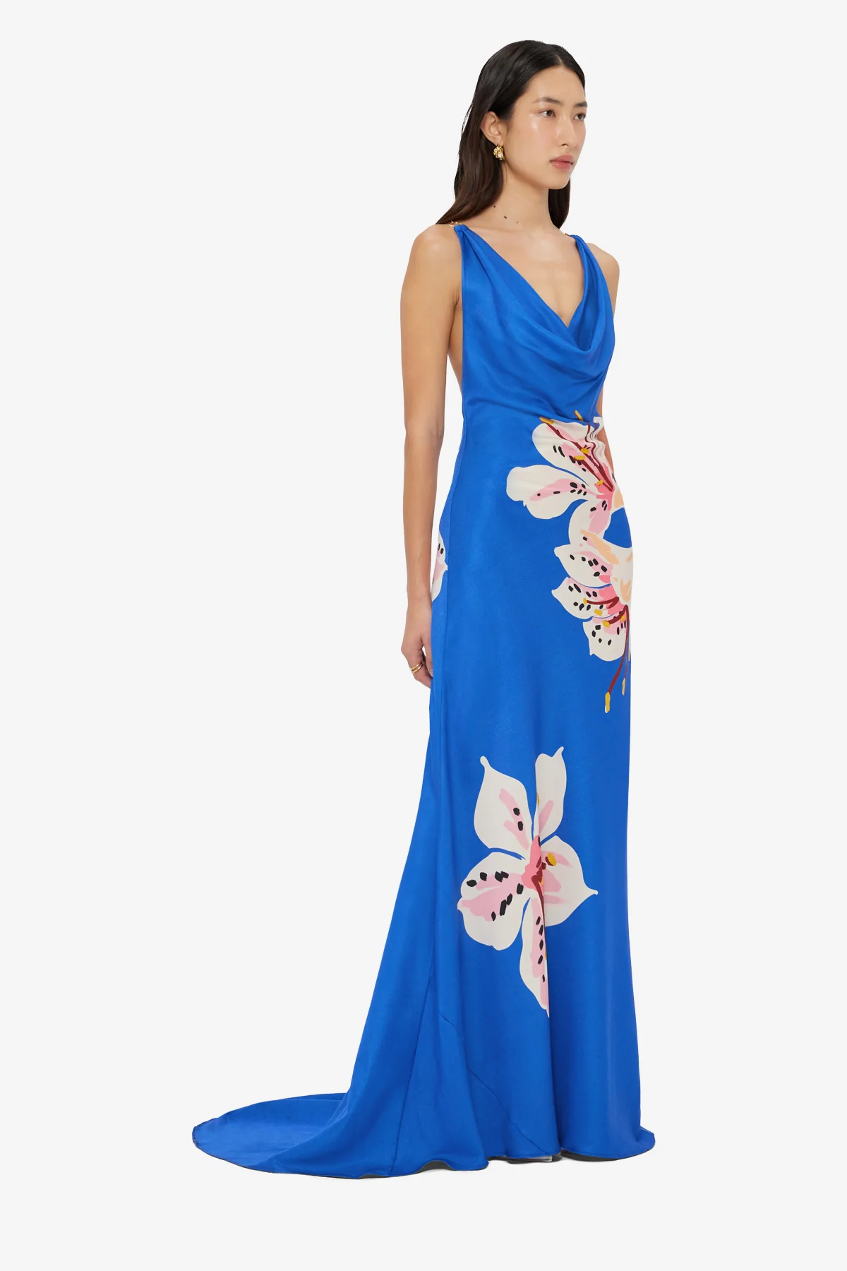 Imogen Gown - Lily Print in Cobalt - Image 4