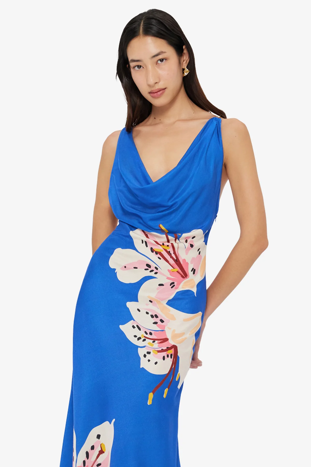 Imogen Gown - Lily Print in Cobalt - Image 6
