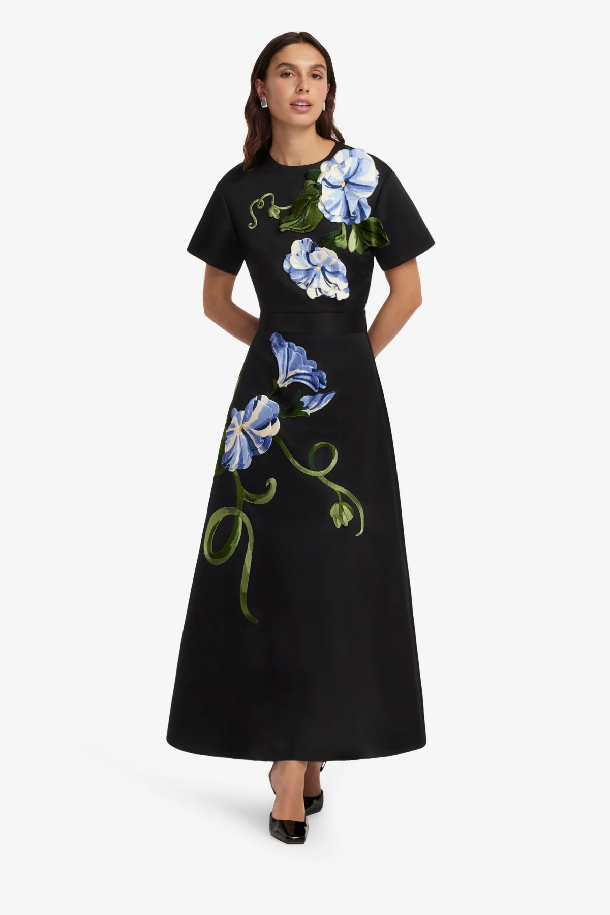 Indie Sleeve Top - Vine Print in Ebony - Image 3
