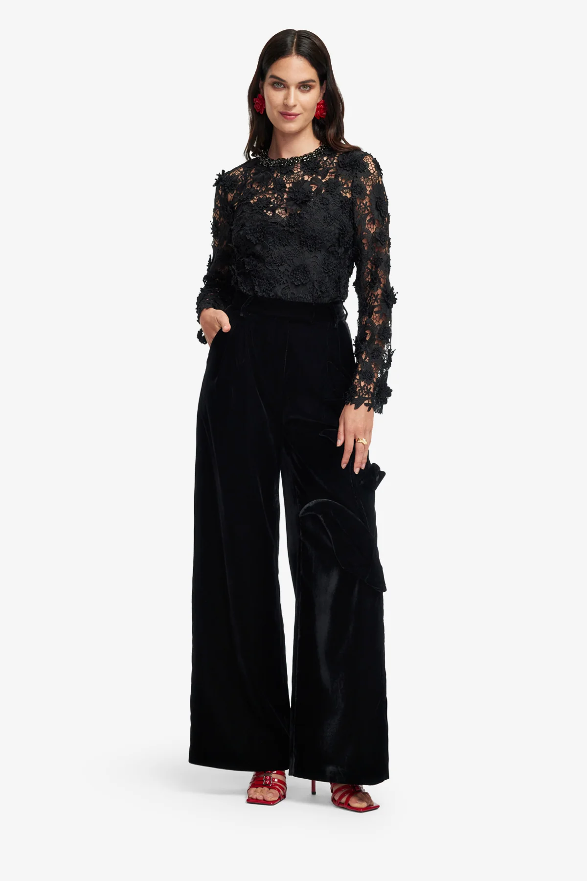 Ines Lace Embellished Top - Ebony - Image 3