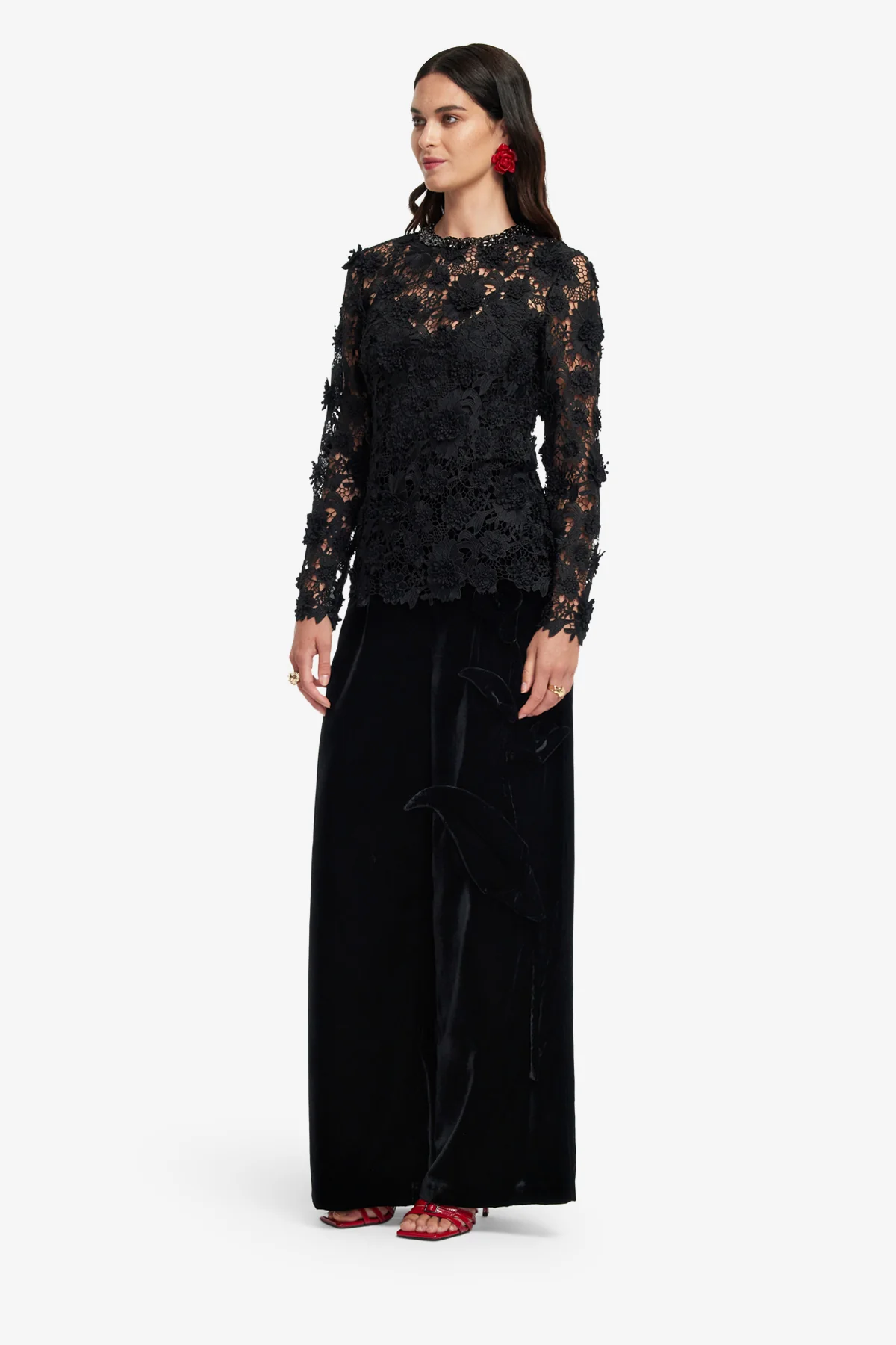 Ines Lace Embellished Top - Ebony - Image 4
