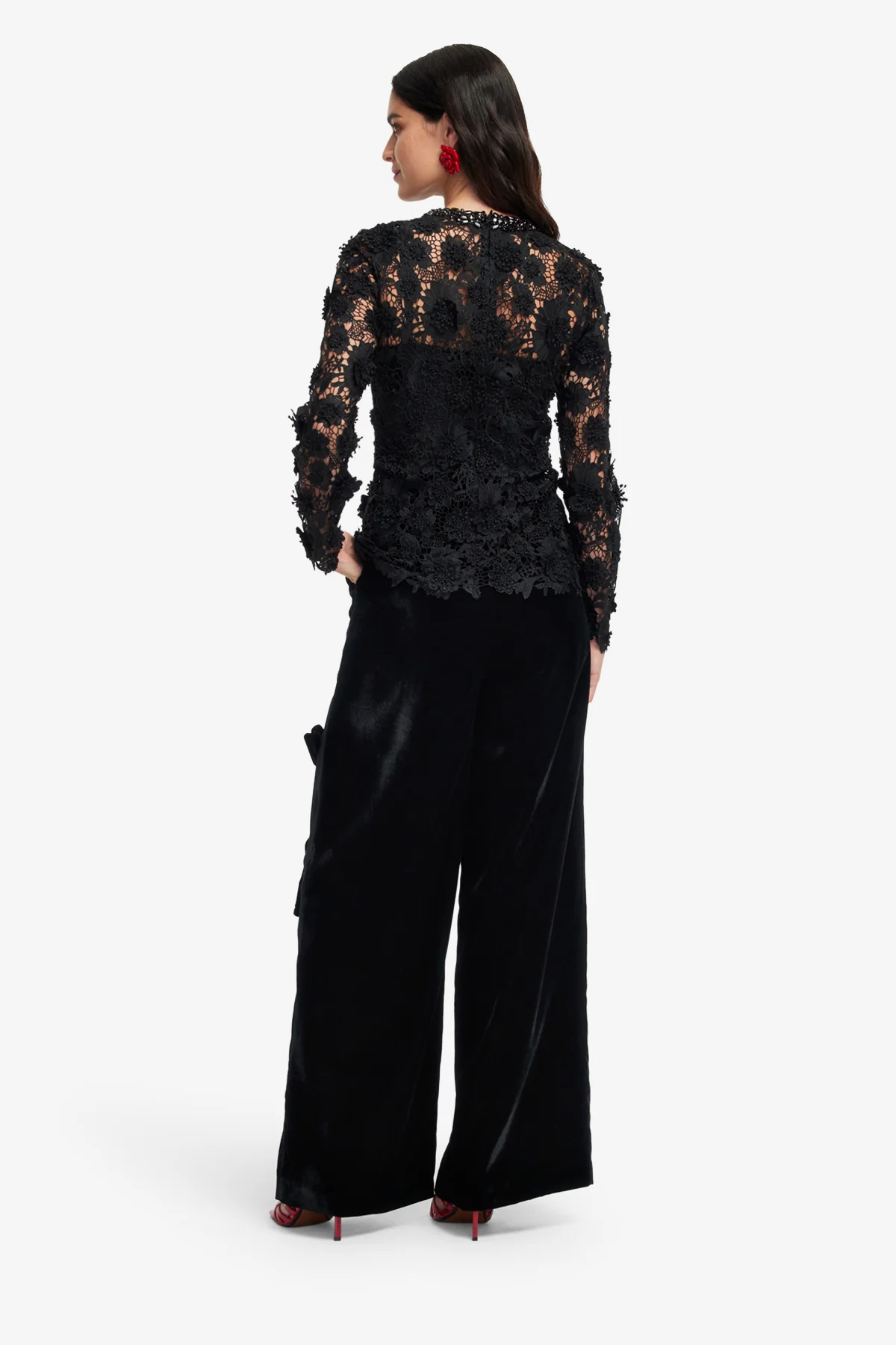 Ines Lace Embellished Top - Ebony - Image 5