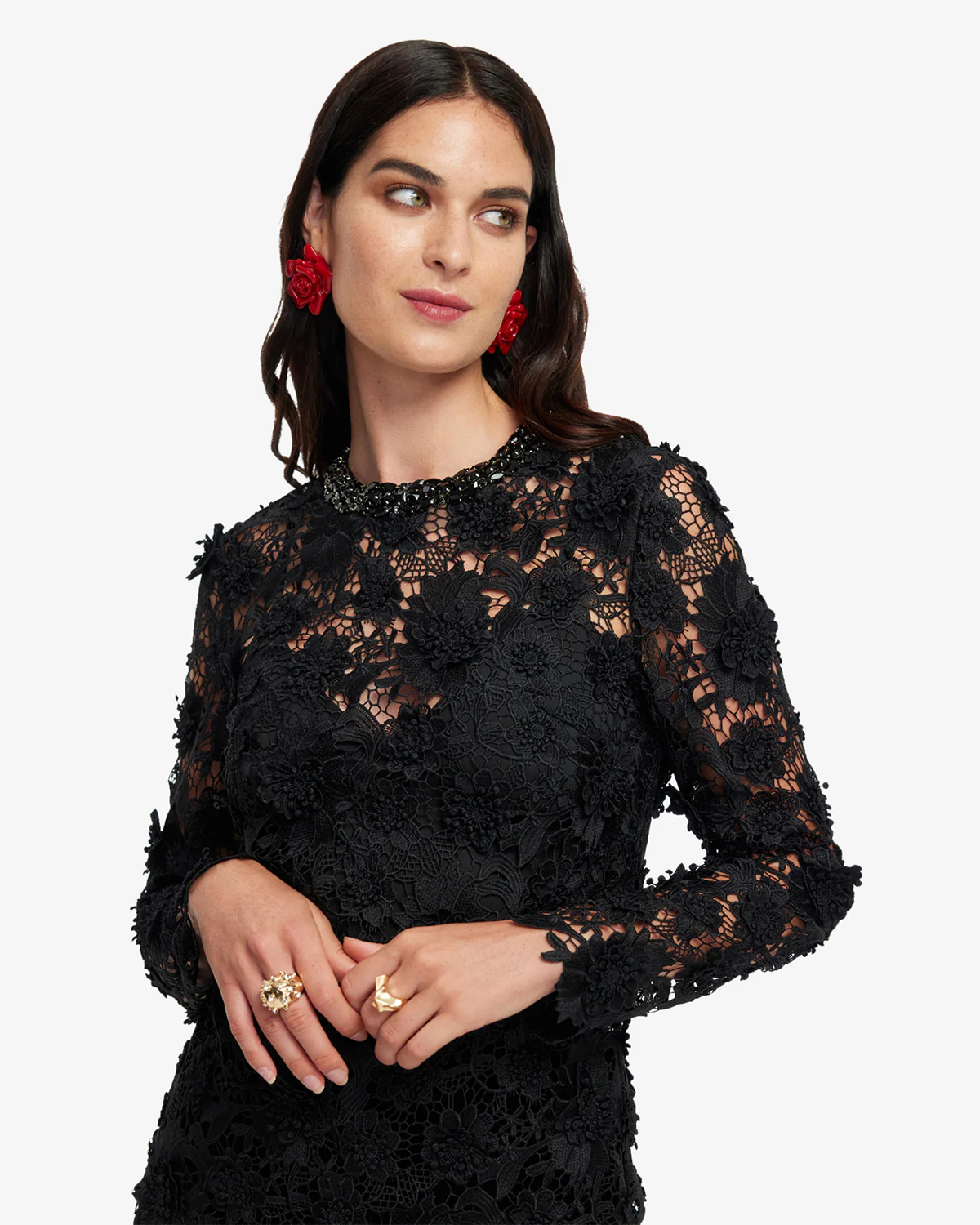 Ines Lace Embellished Top - Ebony - Image 6